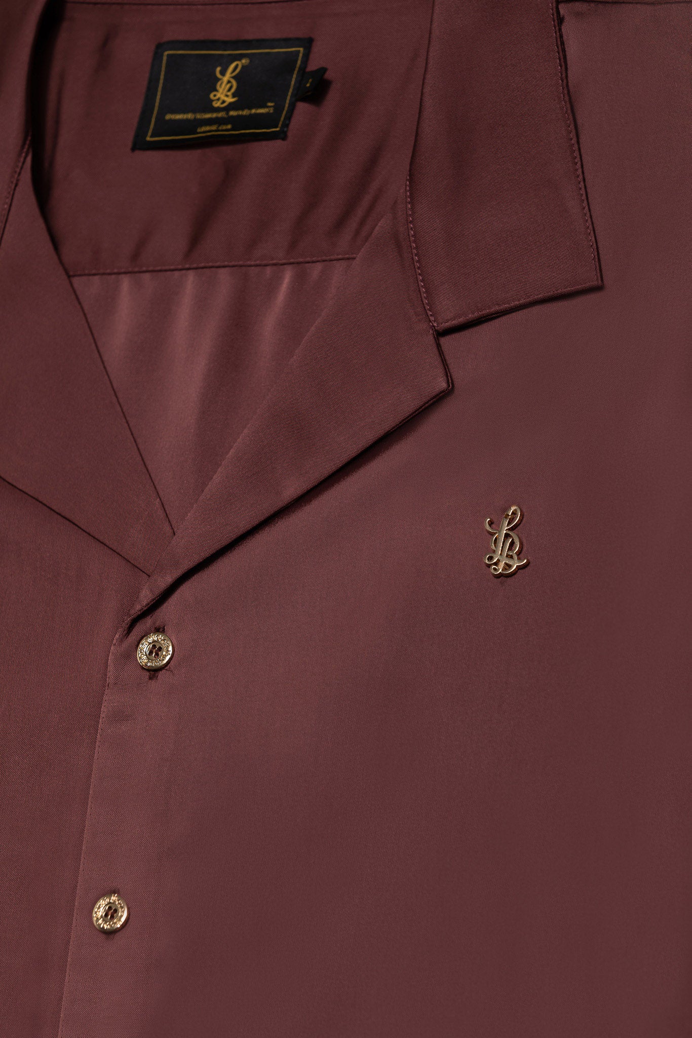 LONG SLEEVE SATIN SHIRT – BROWN