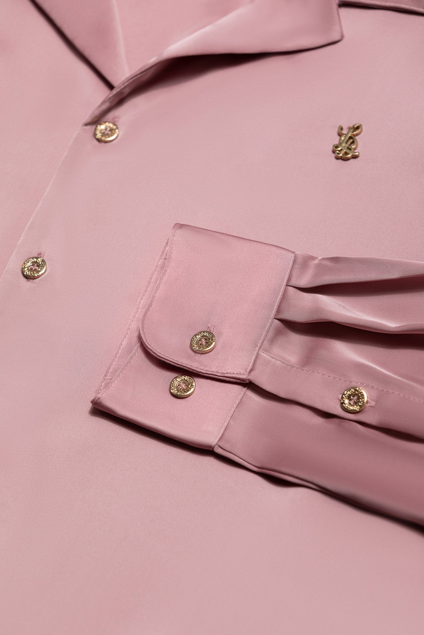 LONG SLEEVE SATIN SHIRT – DUSKY PINK