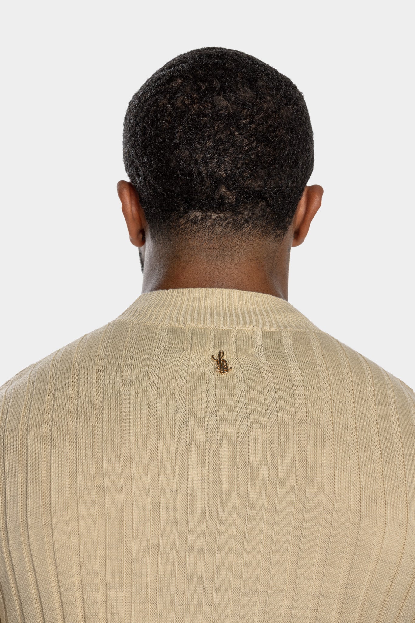 CORE RIBBED KNIT TEE - BEIGE