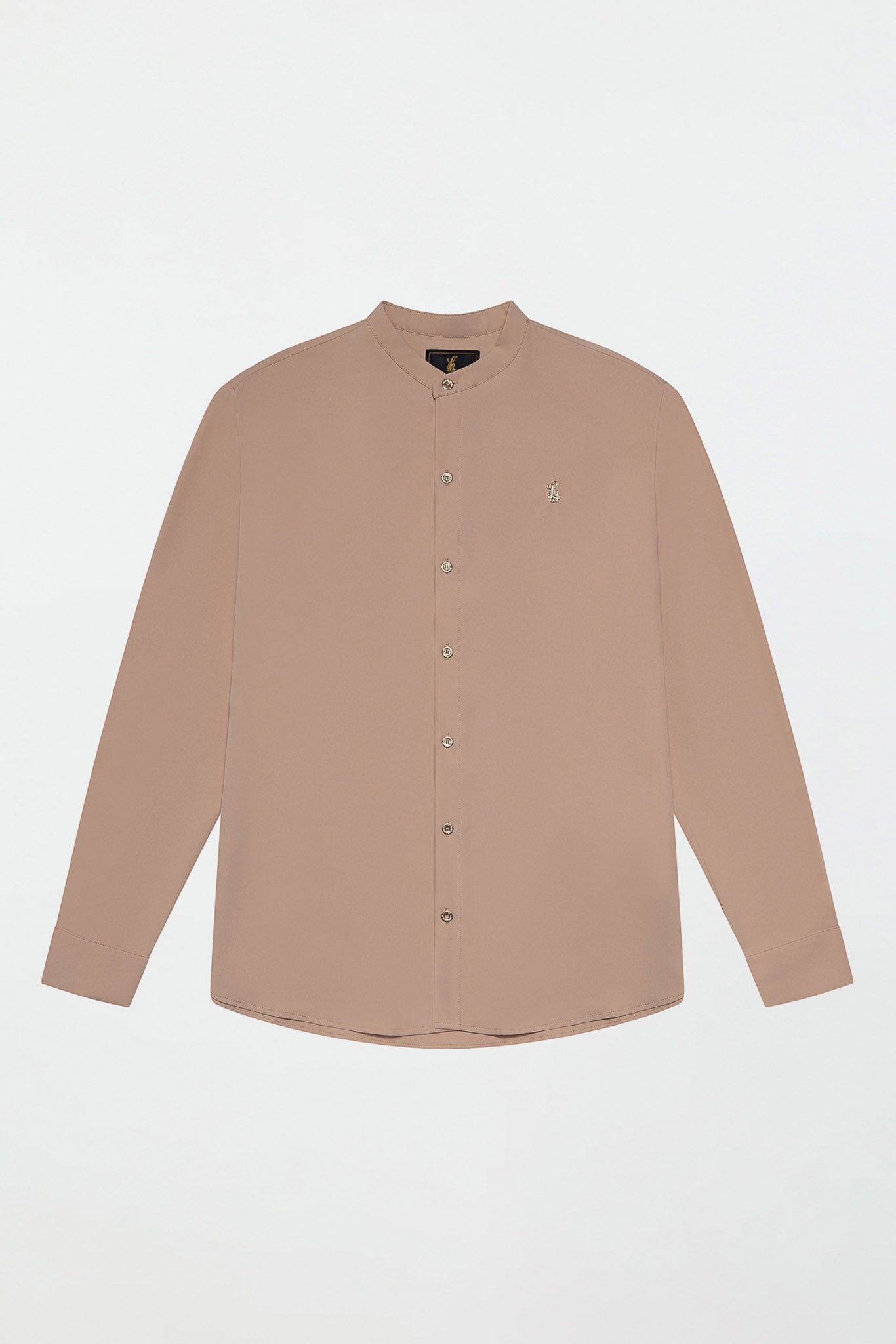 GRANDAD COLLAR SHIRT – BEIGE – L'BOUGE Menswear GRANDAD COLLAR SHIRT – BEIGE – L'BOUGE Menswear