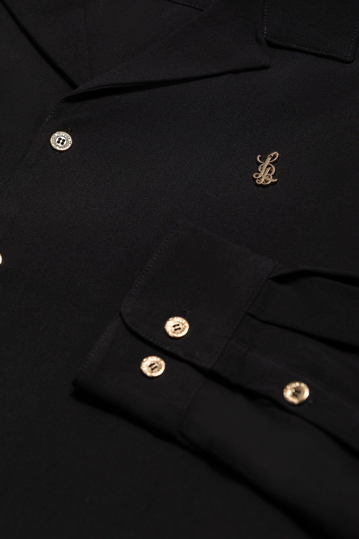 LONG SLEEVE REVERE COLLAR SHIRT – BLACK