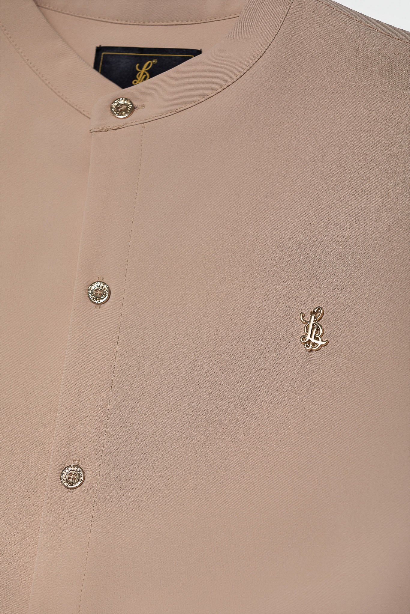 GRANDAD COLLAR SHIRT – BEIGE