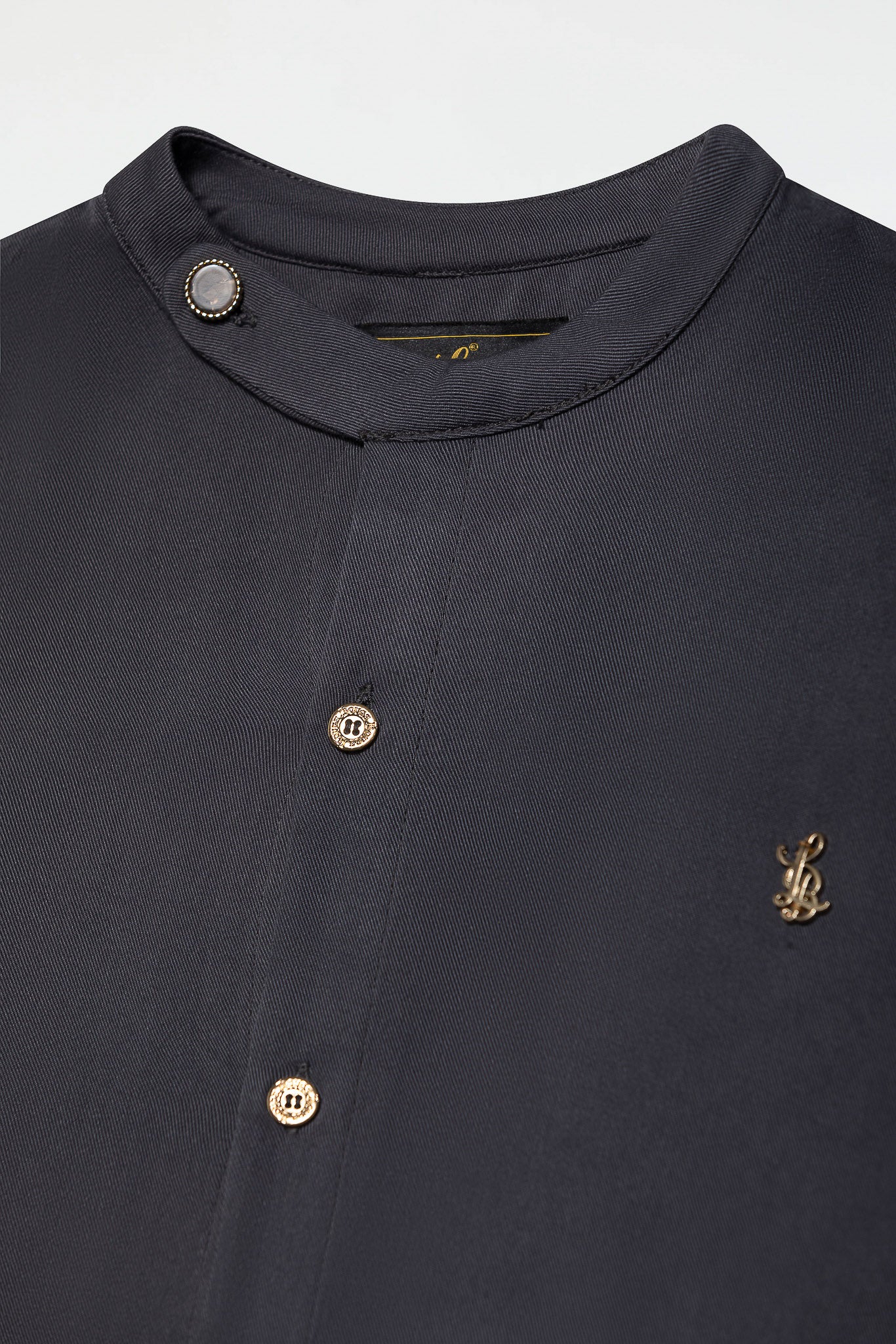 SIDE BUTTON GRANDAD COLLAR SHIRT – DARK GREY