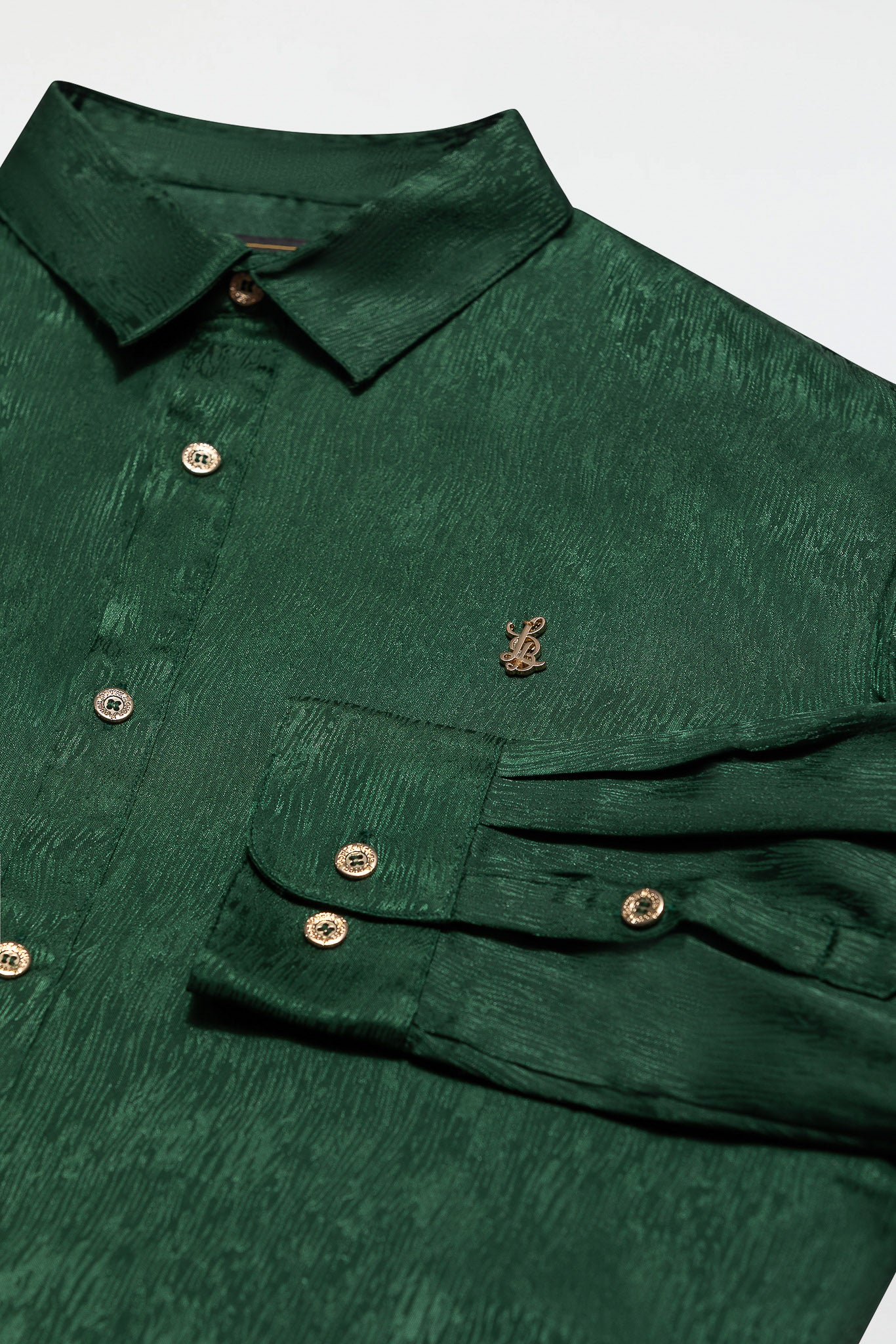 LONG SLEEVE JACQUARD SHIRT – EMERALD