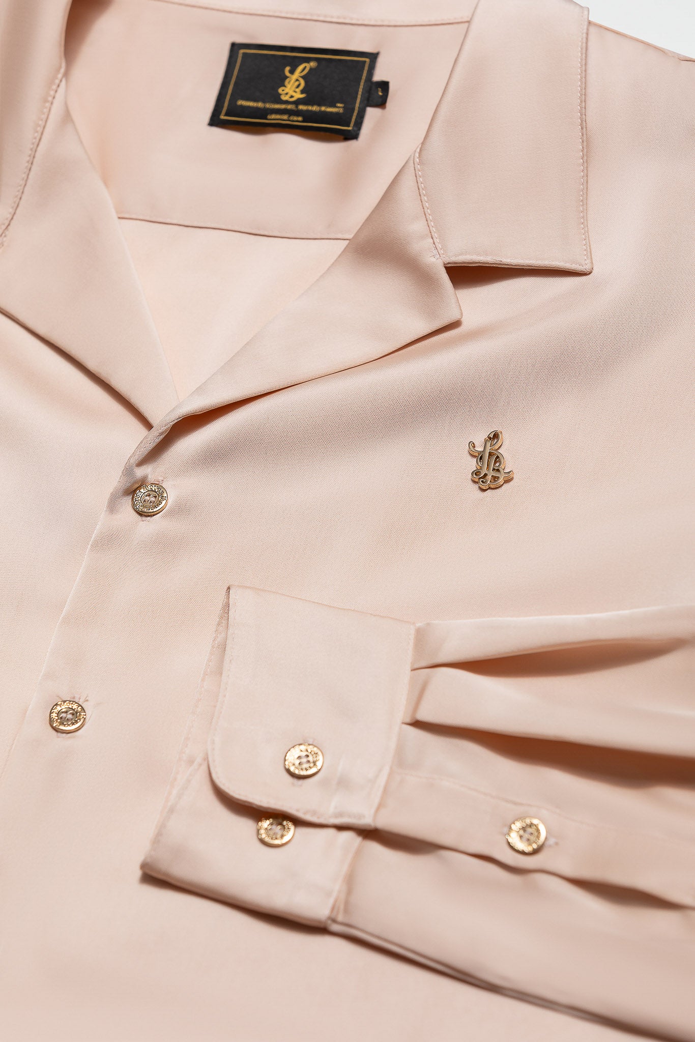 LONG SLEEVE SATIN SHIRT – CHAMPAGNE