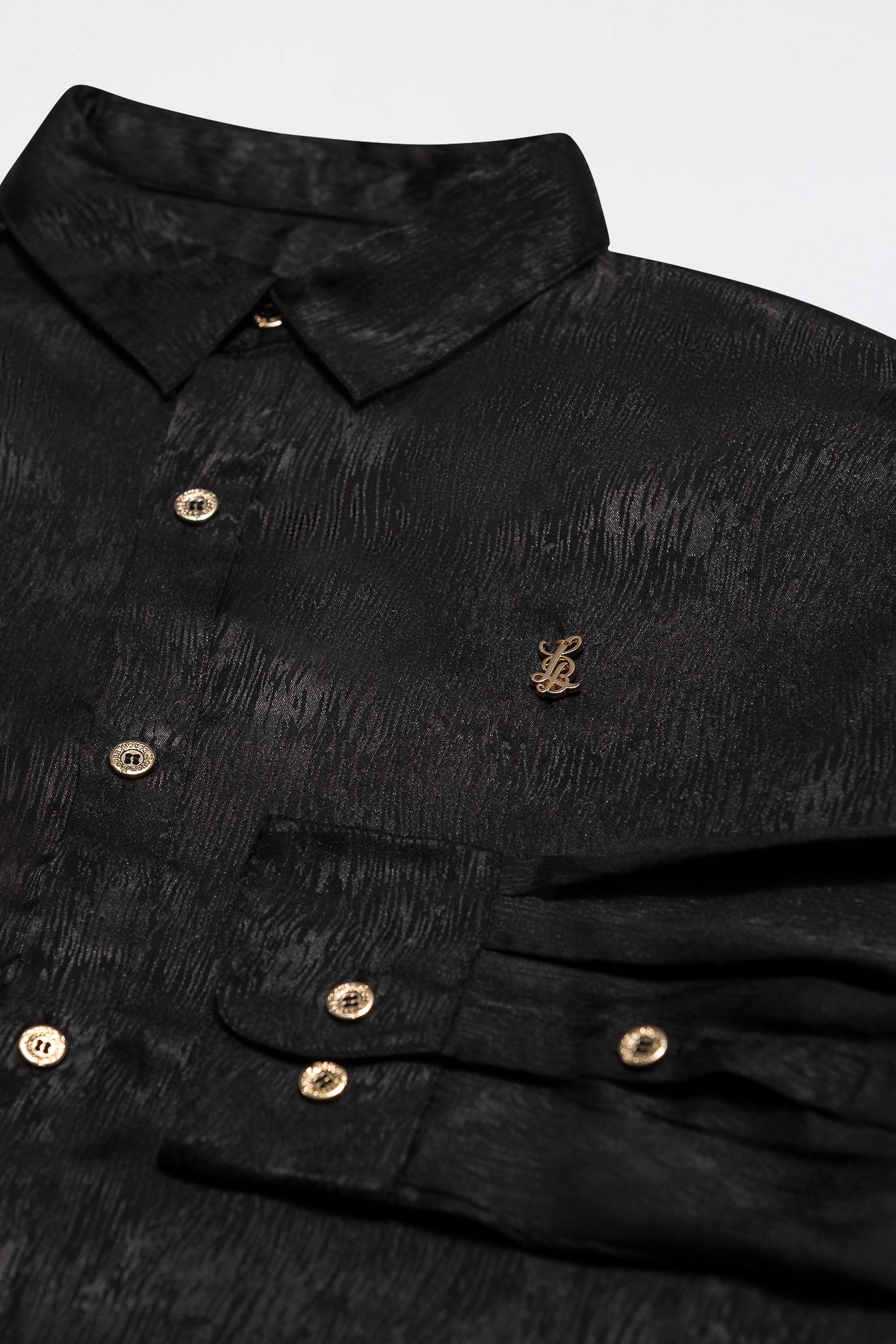 LONG SLEEVE JACQUARD SHIRT – BLACK