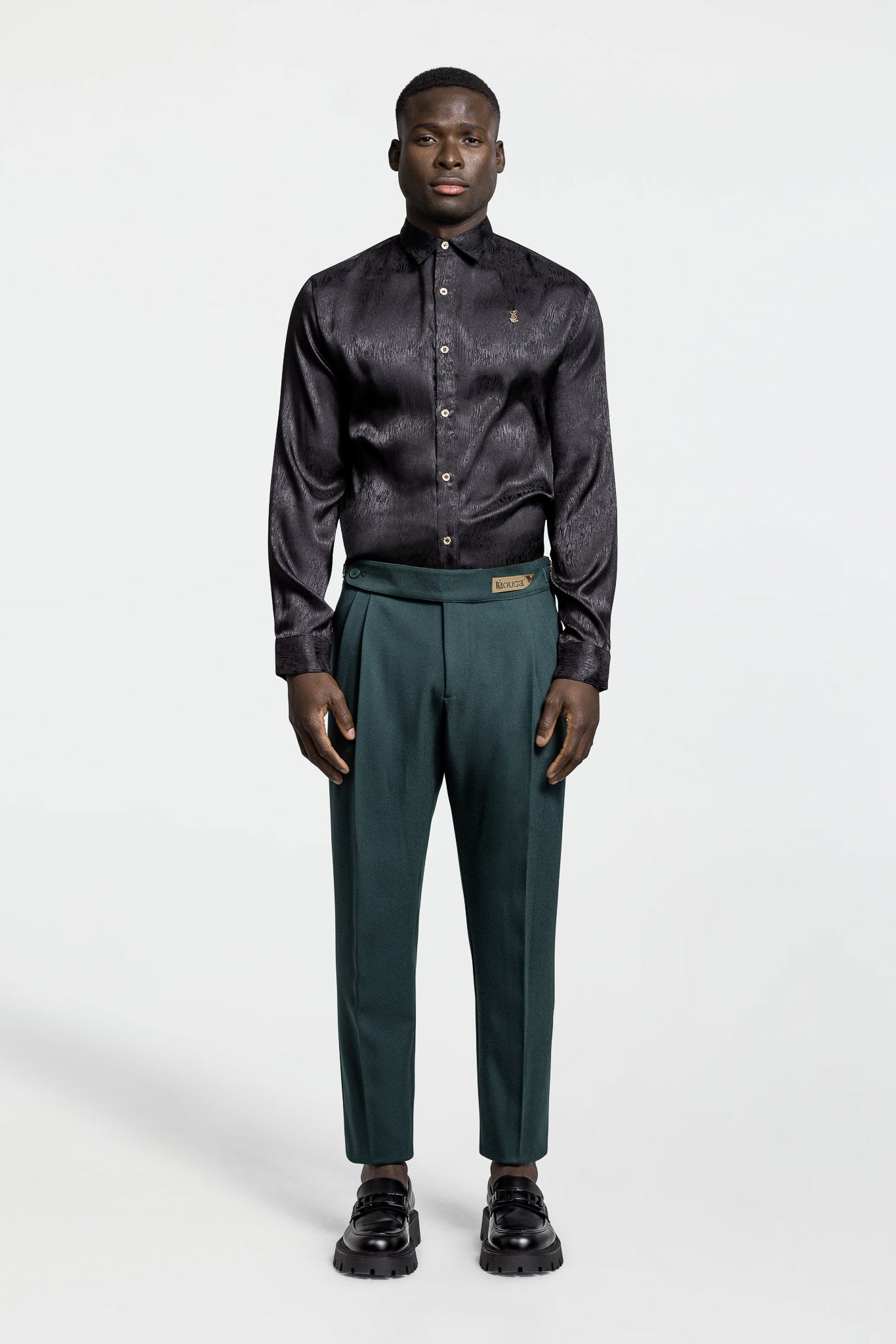 LONG SLEEVE JACQUARD SHIRT – BLACK
