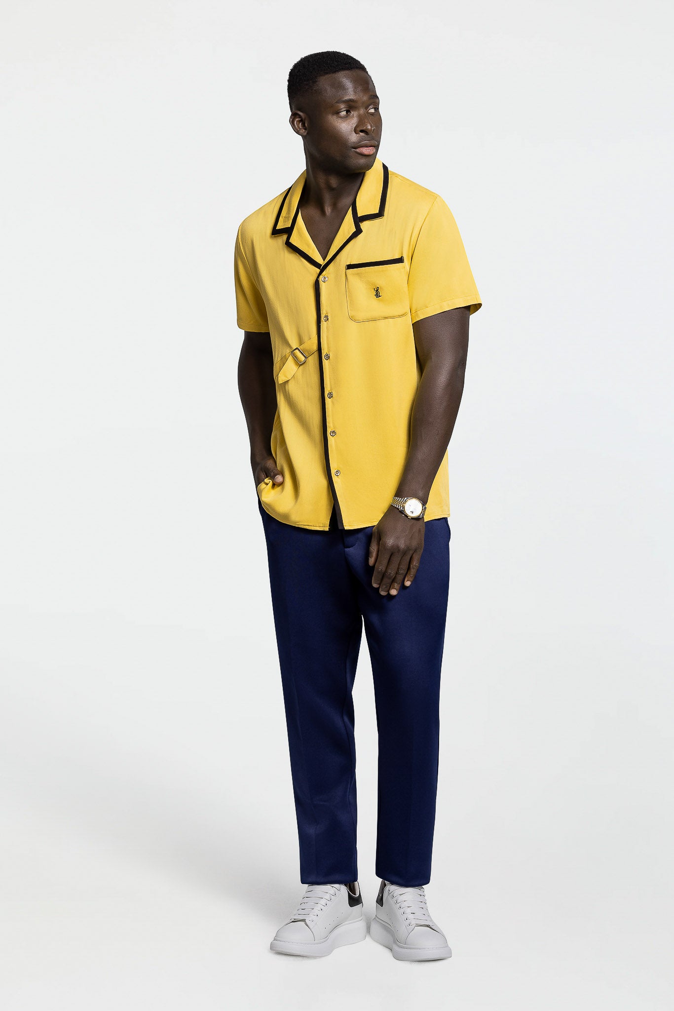 SIDE STRAP CONTRAST SHIRT – ROYAL YELLOW