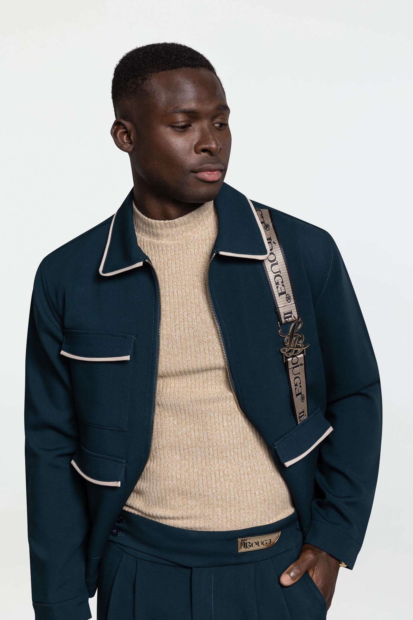 CONTRAST JACKET- DARK TEAL
