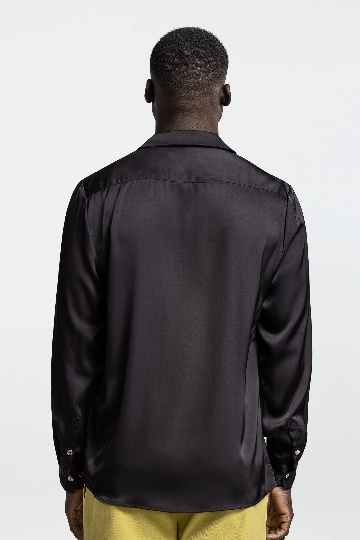 LONG SLEEVE SATIN SHIRT – BLACK