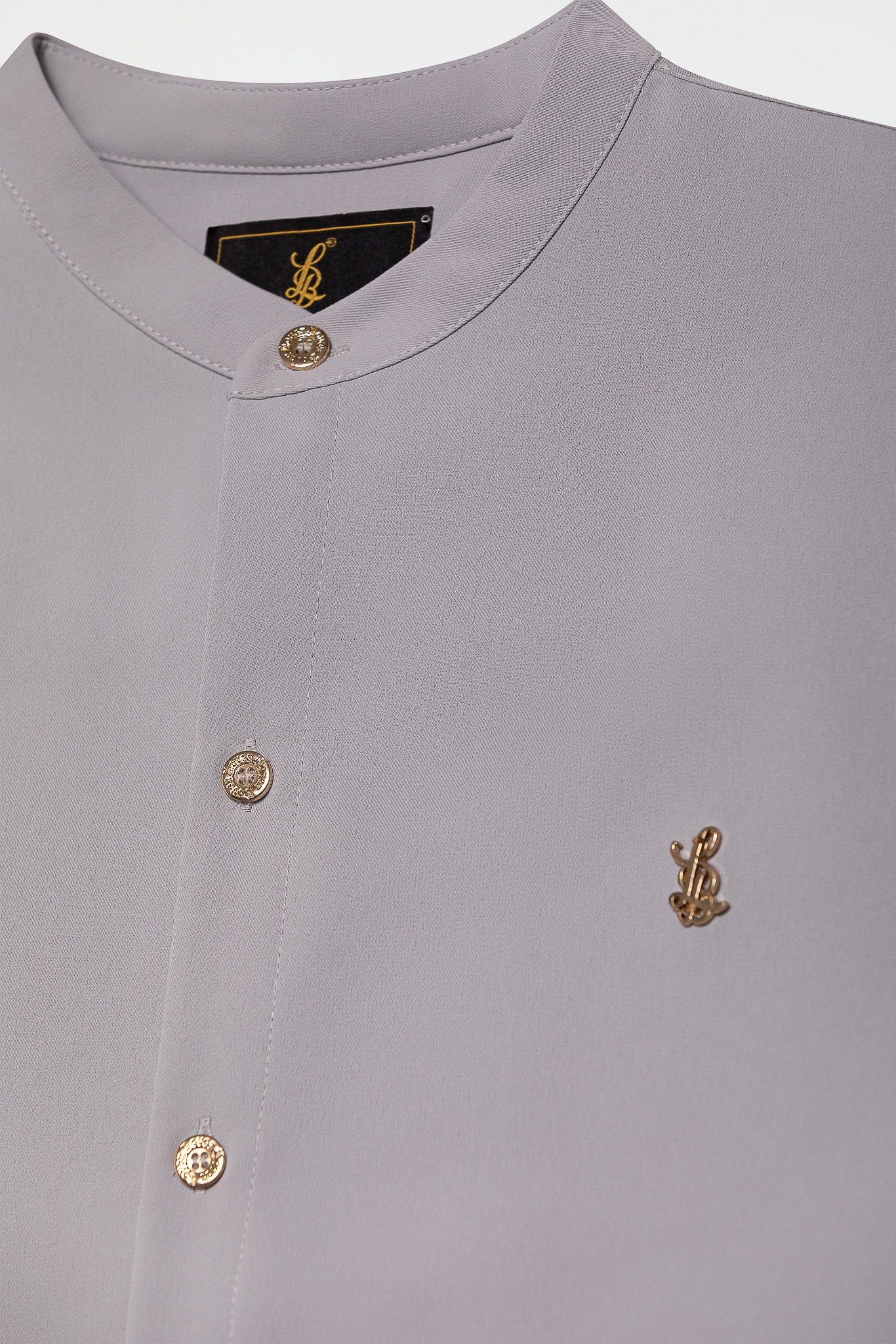 GRANDAD COLLAR SHIRT – GREY