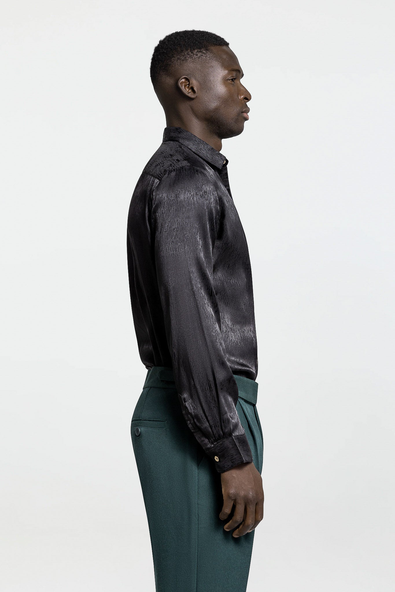 LONG SLEEVE JACQUARD SHIRT – BLACK