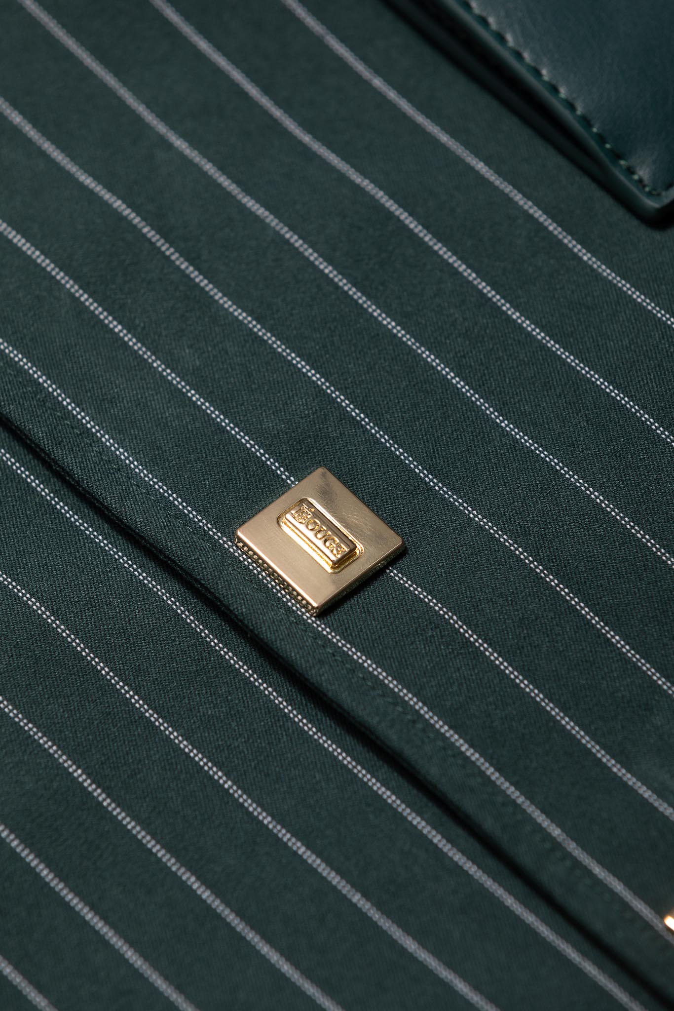 LEATHER STRAPPED JACKET – GREEN PINSTRIPE