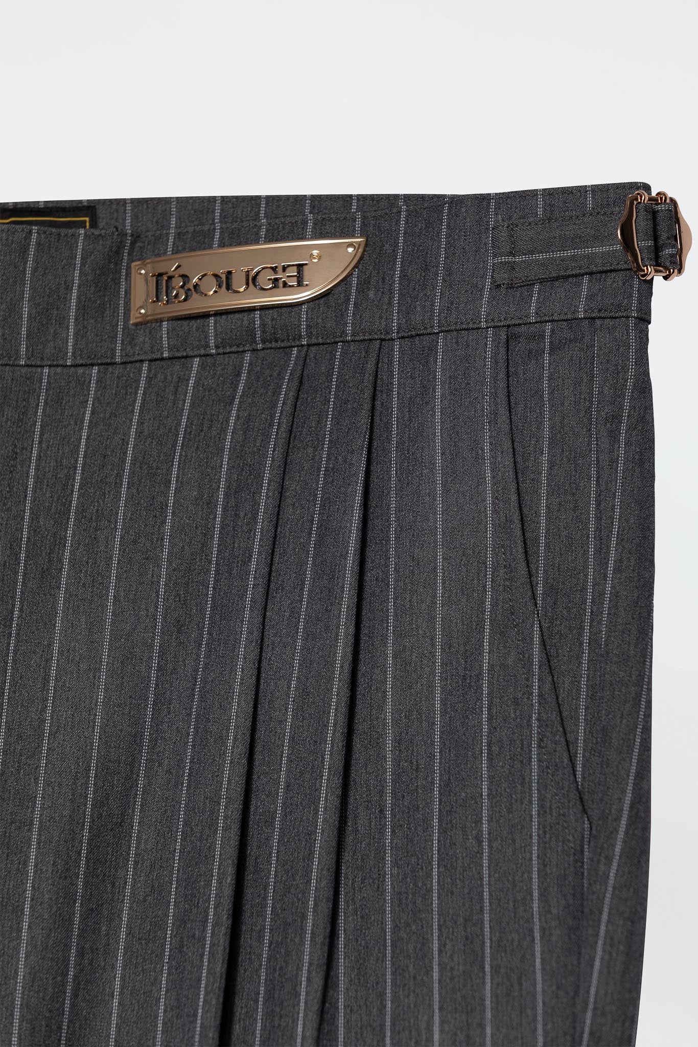 PLEATED PANTS – GREY PINSTRIPE