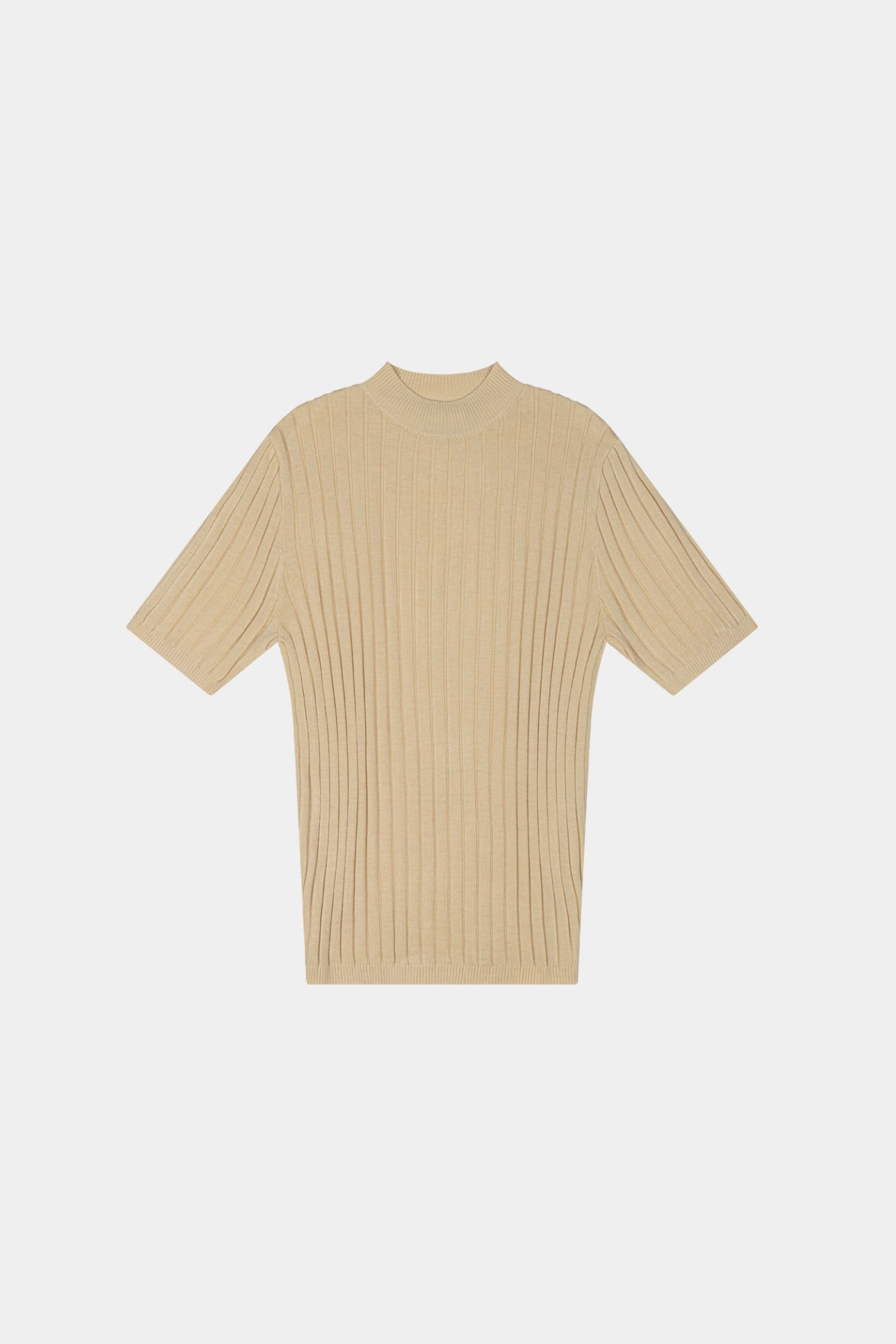 CORE RIBBED KNIT TEE - BEIGE