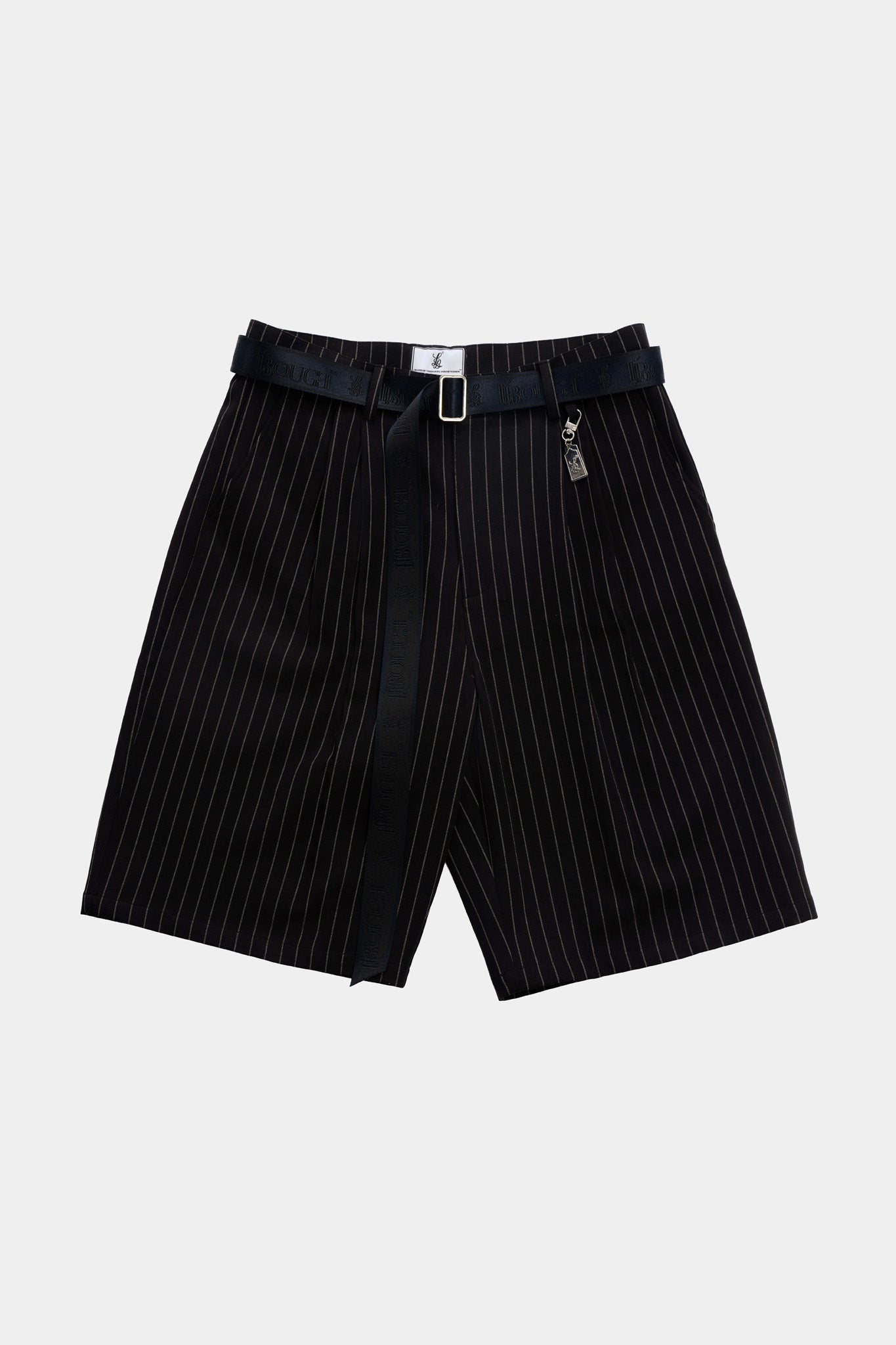 LEGACY PLEATED SHORTS - BLACK PINSTRIPE