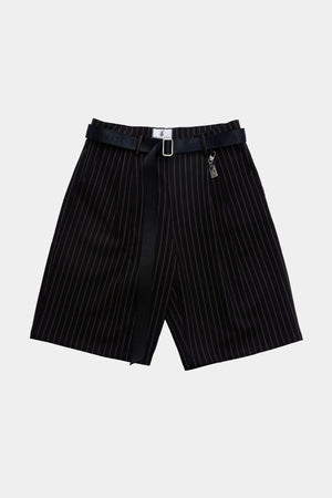 LEGACY PLEATED SHORTS - BLACK PINSTRIPE