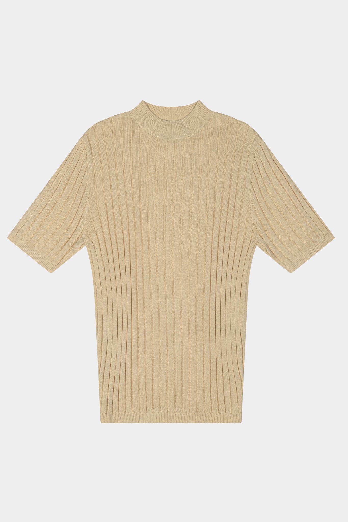 CORE RIBBED KNIT TEE - BEIGE