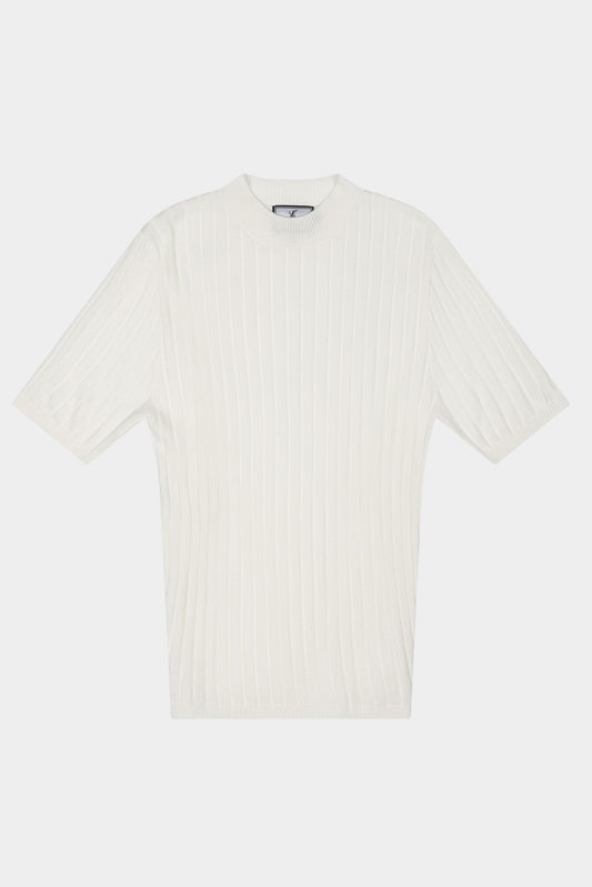 CORE RIBBED KNIT TEE - OFF WHITE