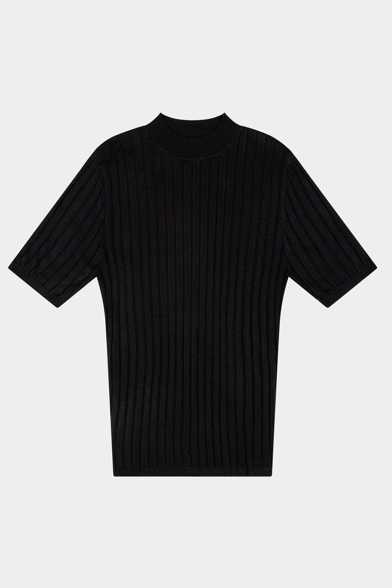 CORE RIBBED KNIT TEE - BLACK