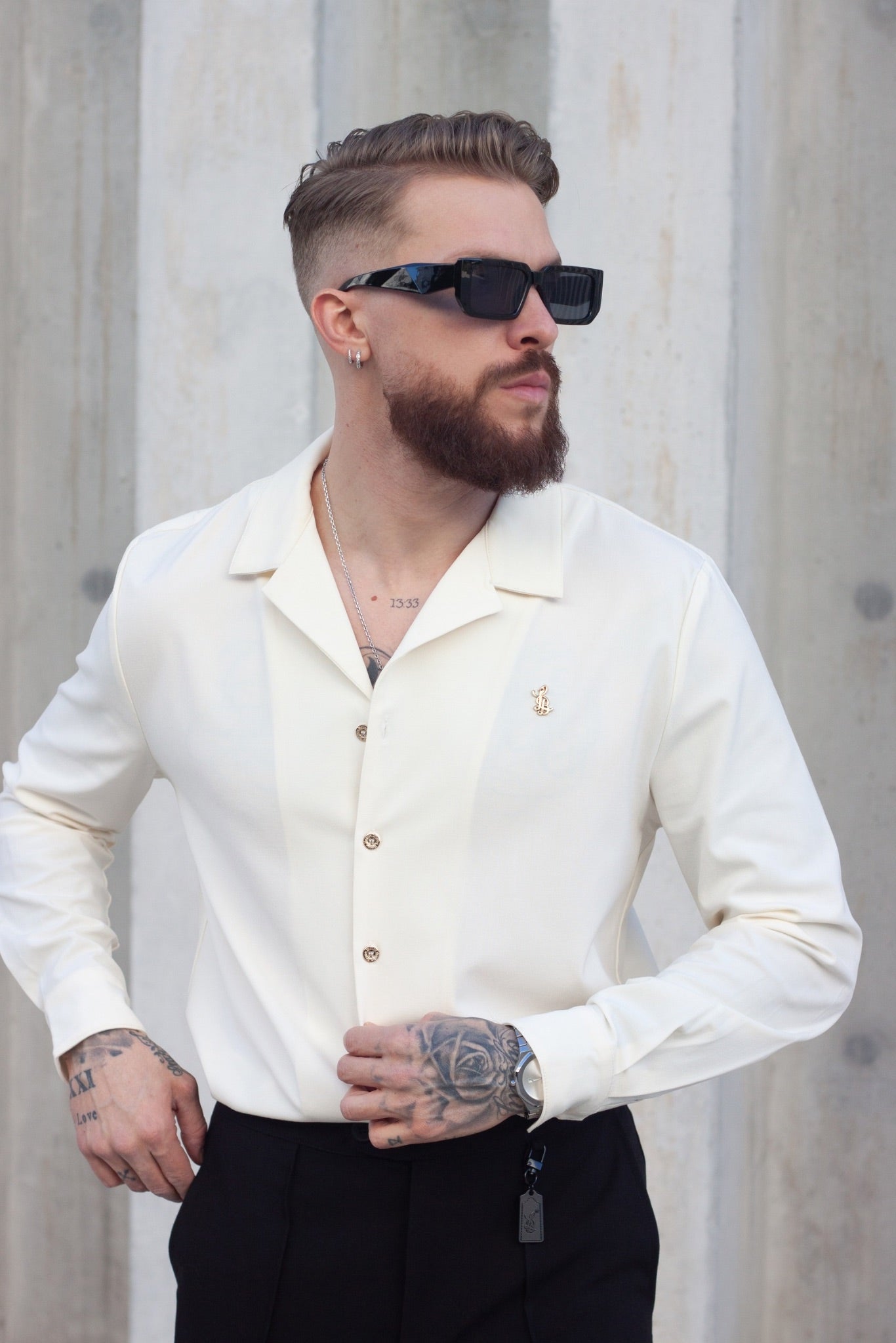 LONG SLEEVE REVERE COLLAR SHIRT – IVORY
