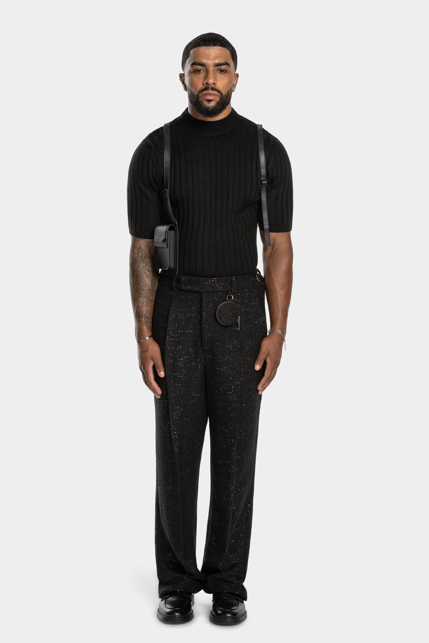 LARXON HALF VEST - BLACK LEATHER