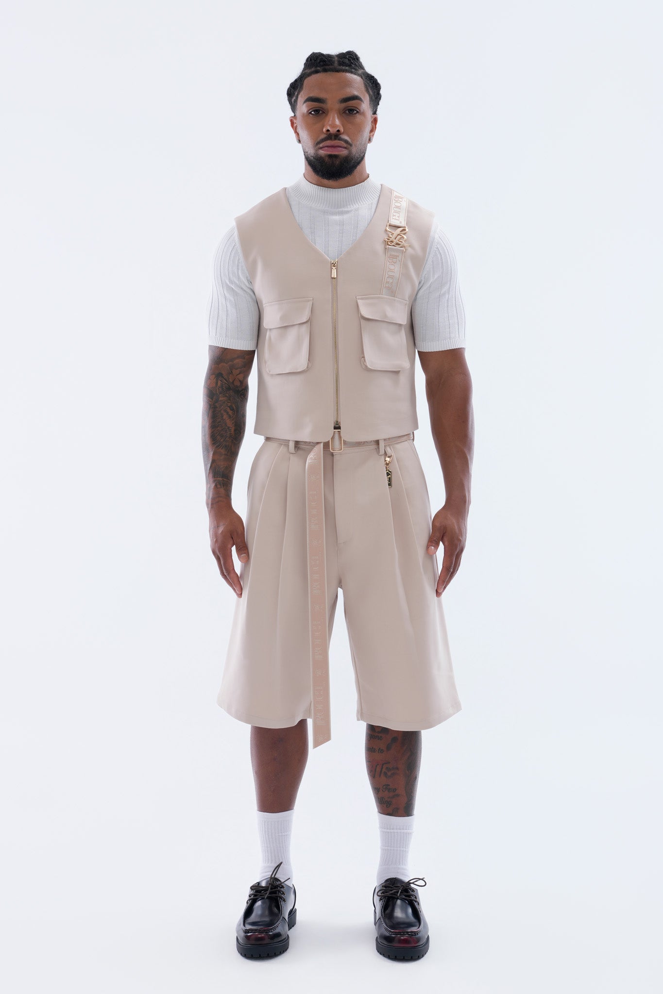 LEGACY PLEATED SHORTS - CREAM