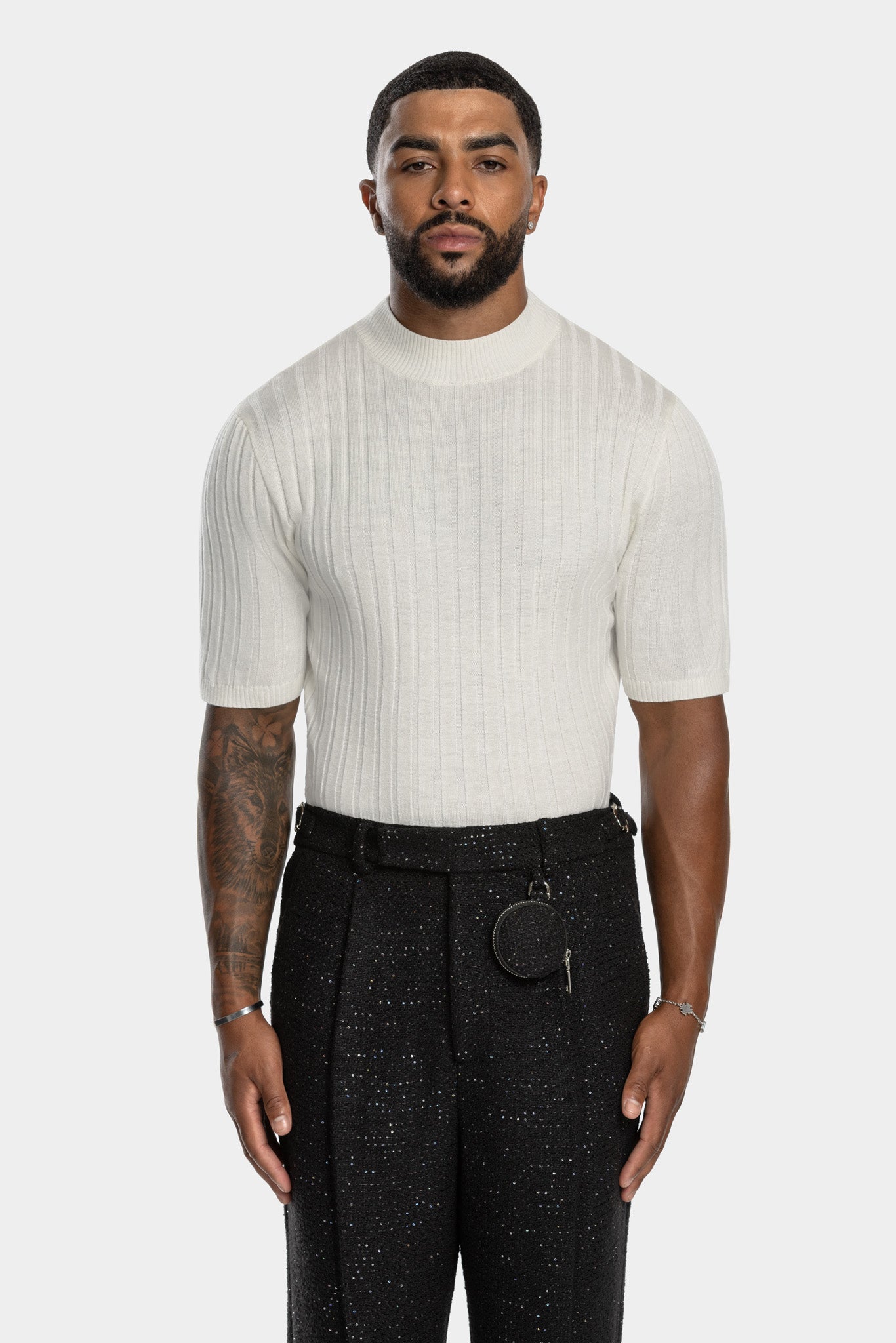 CORE RIBBED KNIT TEE - OFF WHITE