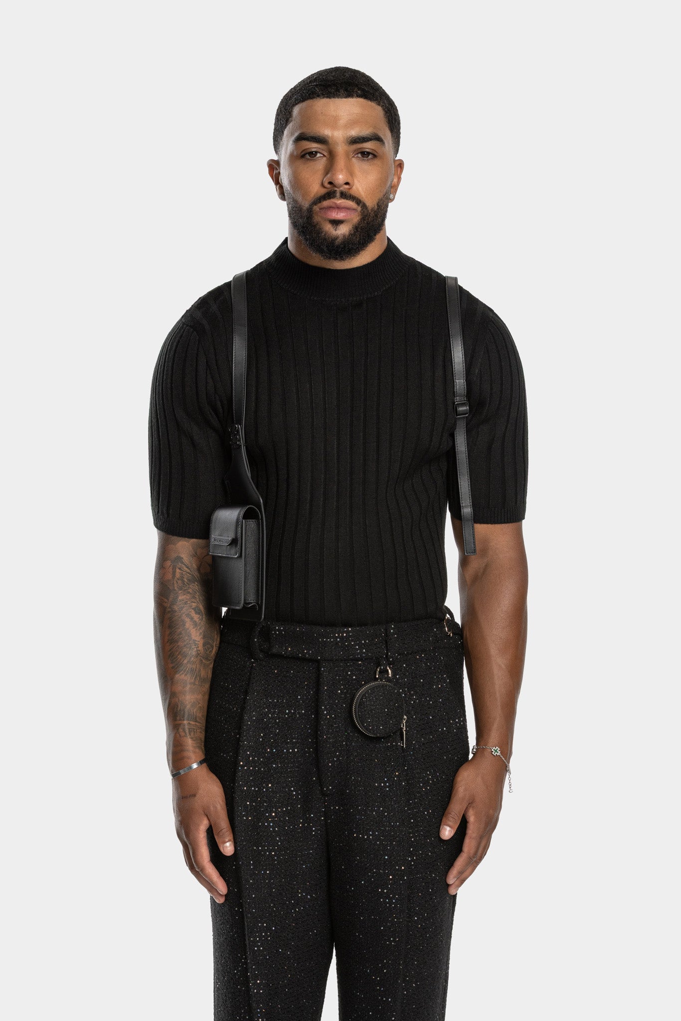 LARXON HALF VEST - BLACK LEATHER