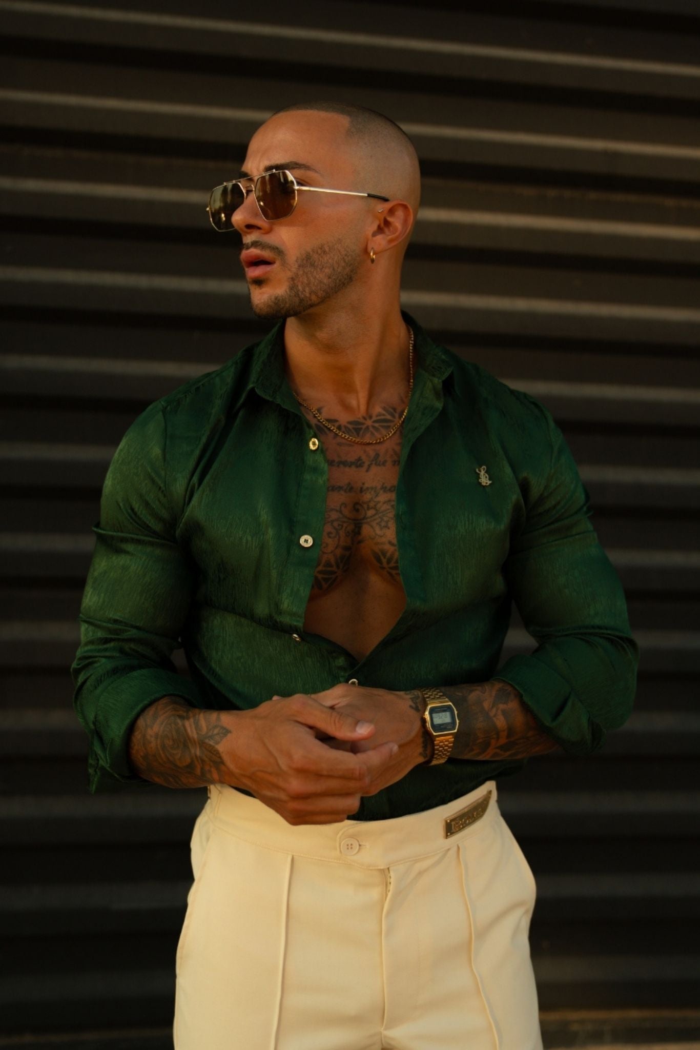 LONG SLEEVE JACQUARD SHIRT – EMERALD