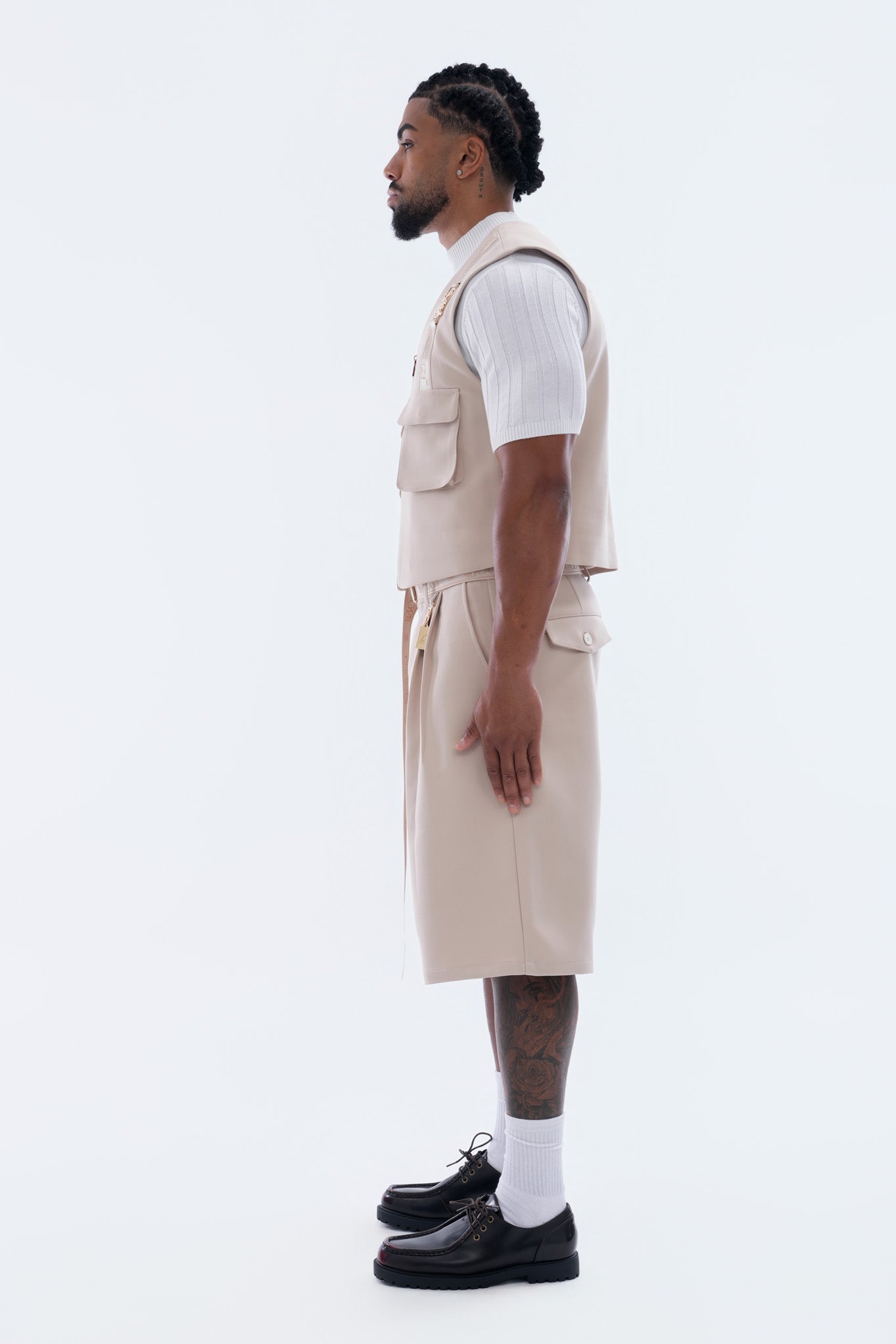 LEGACY PLEATED SHORTS - CREAM