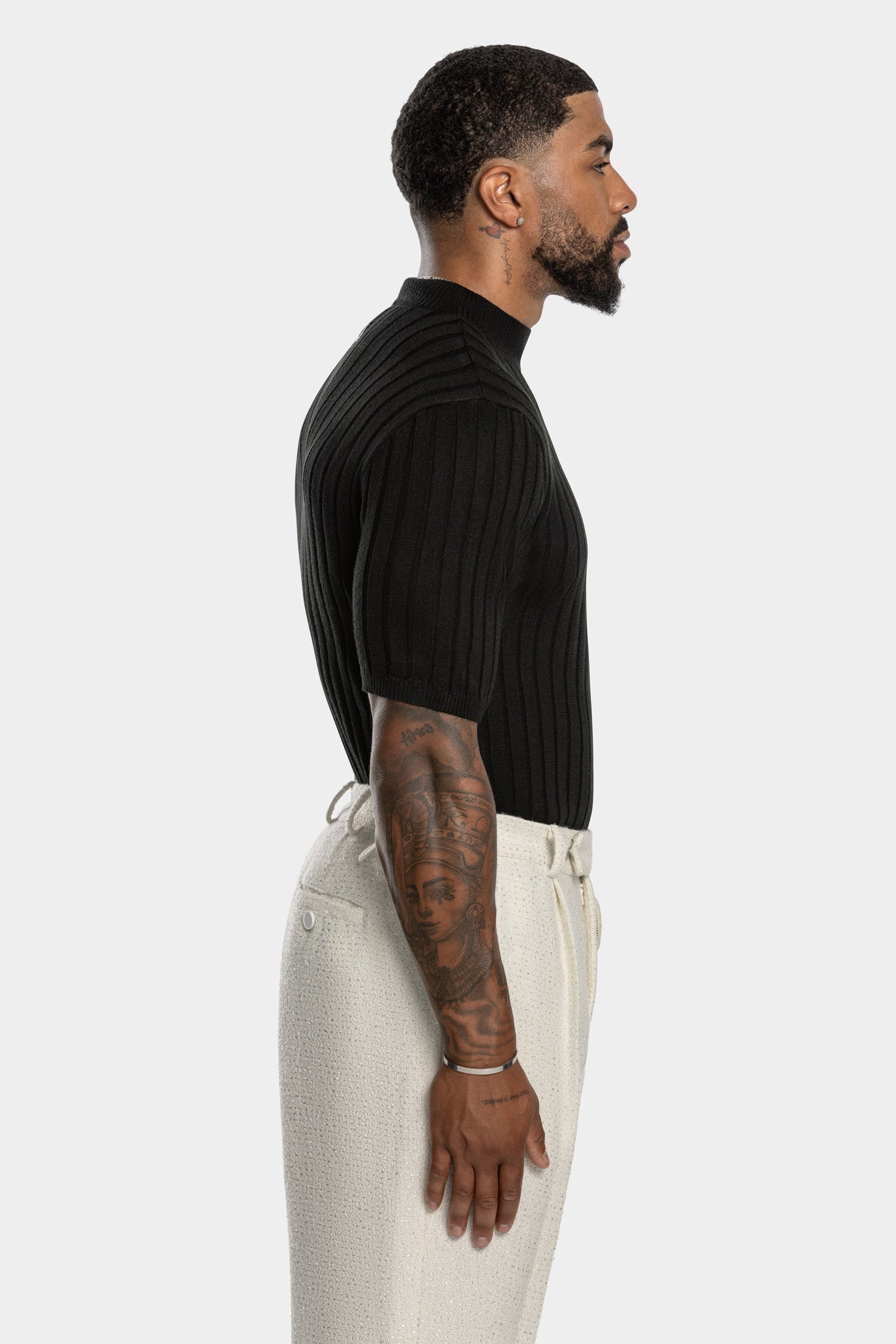 CORE RIBBED KNIT TEE - BLACK