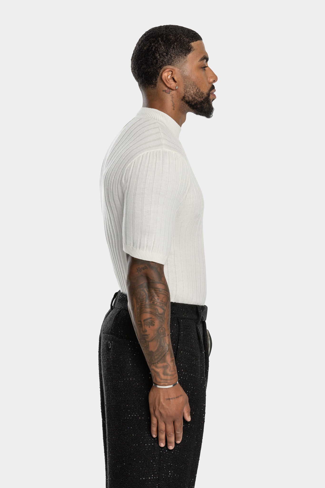 CORE RIBBED KNIT TEE - OFF WHITE