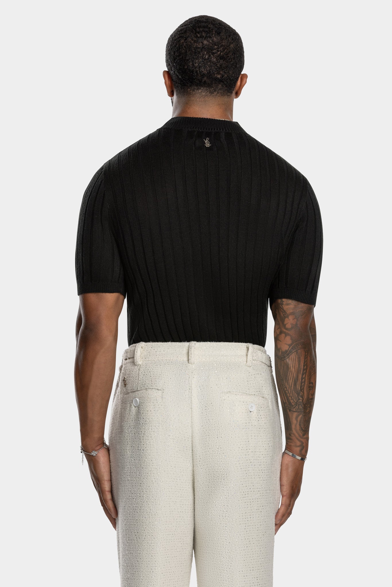 CORE RIBBED KNIT TEE - BLACK