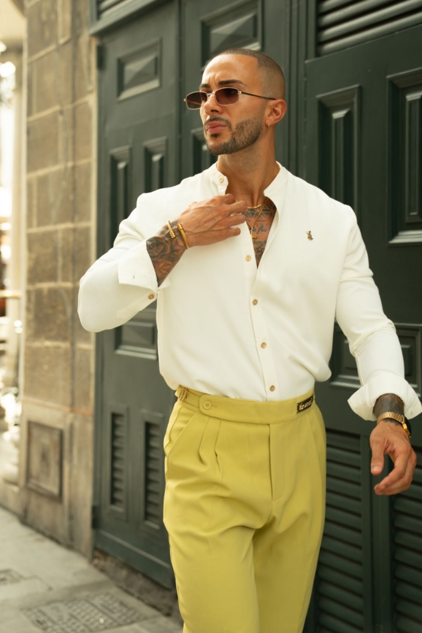 GRANDAD COLLAR SHIRT – WHITE