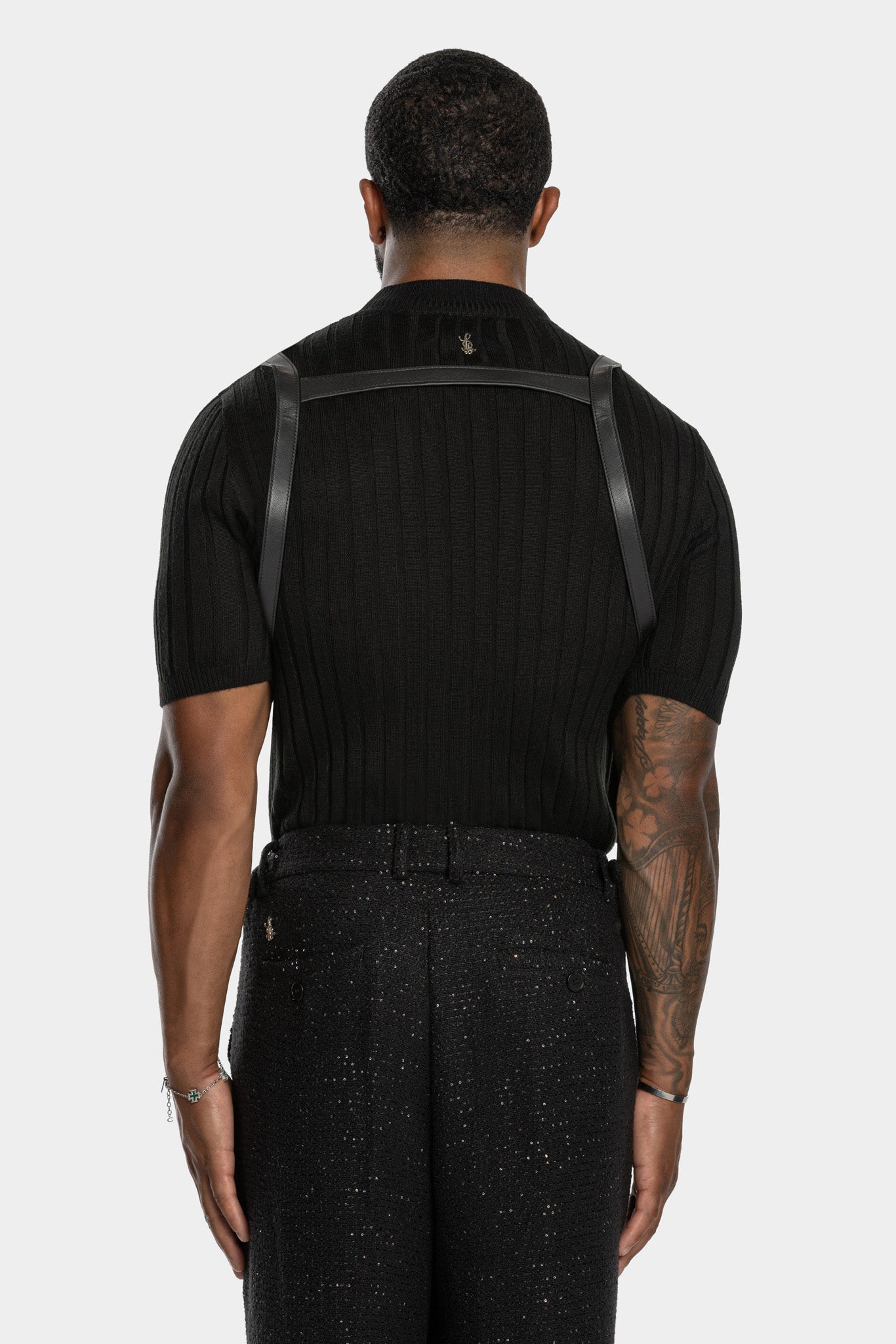 LARXON HALF VEST - BLACK LEATHER