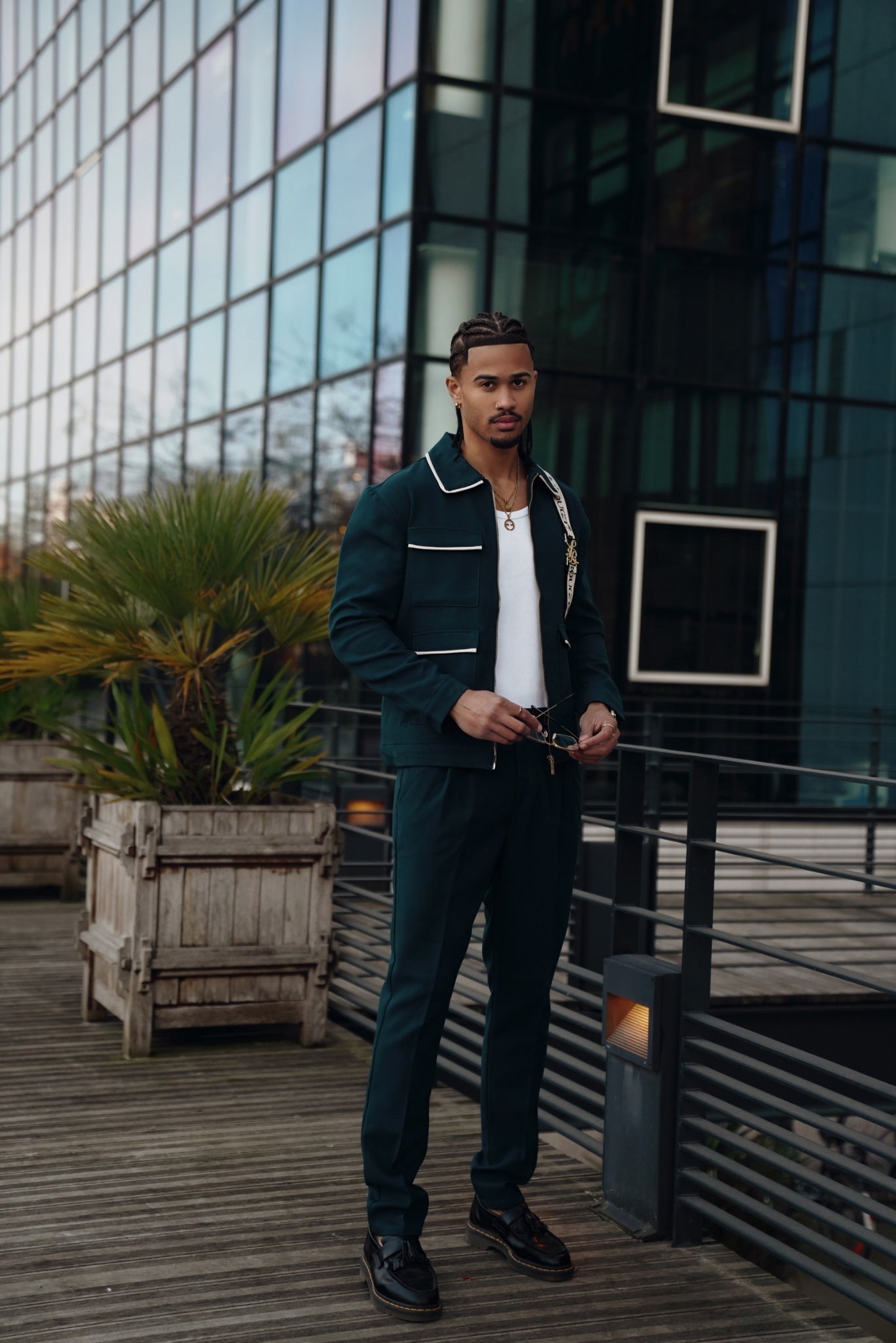 CONTRAST JACKET- DARK TEAL