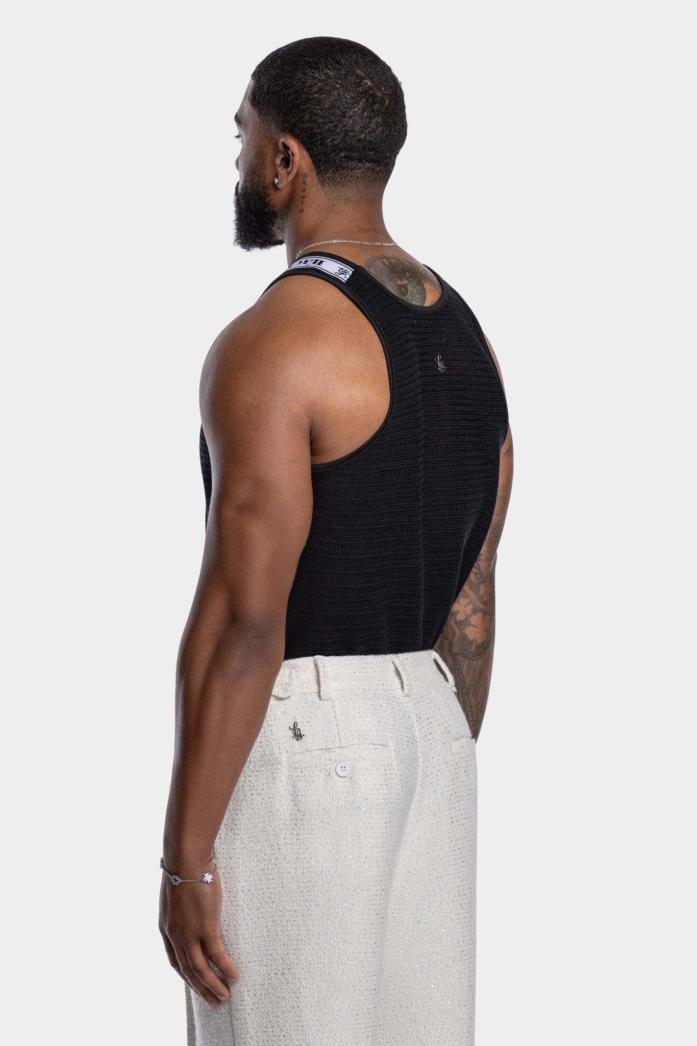 CELESTIAL CROCHET TANK - BLACK