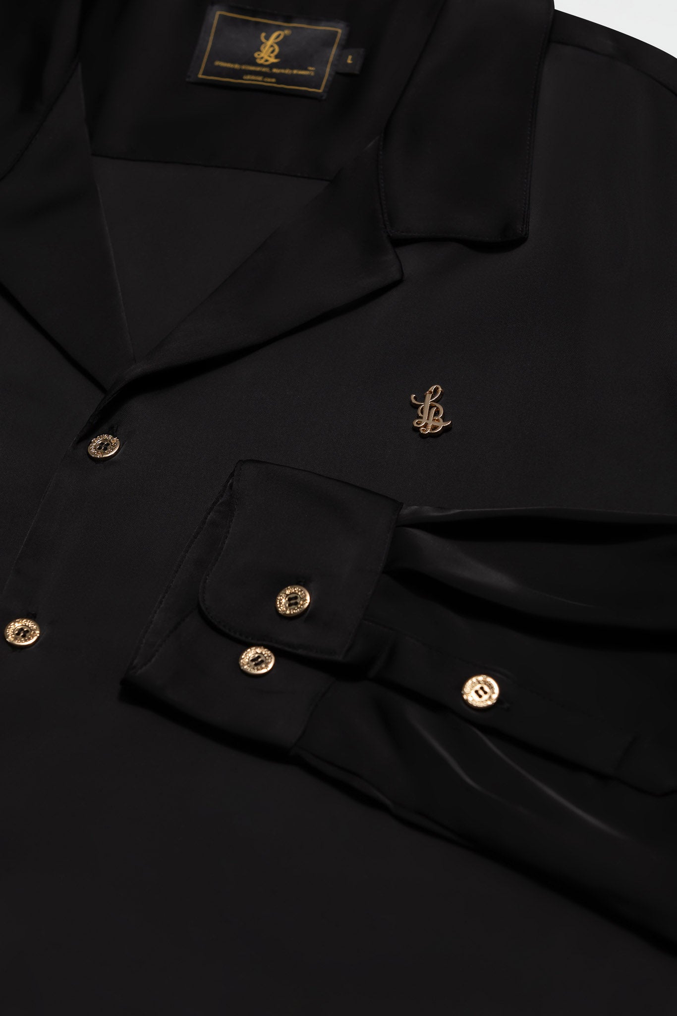 LONG SLEEVE SATIN SHIRT – BLACK
