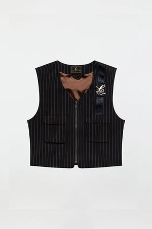LEGACY CROPPED VEST – BLACK PINSTRIPE