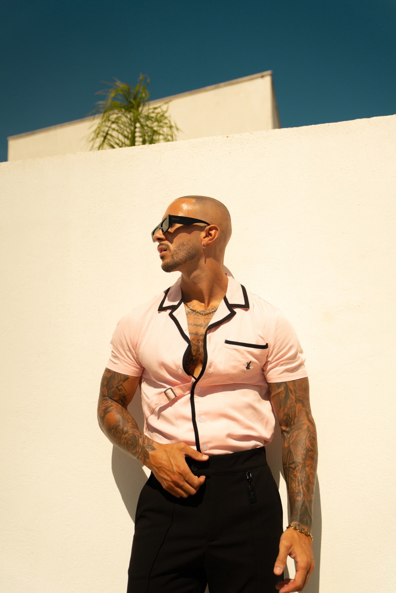 SIDE STRAP CONTRAST SHIRT – PINK