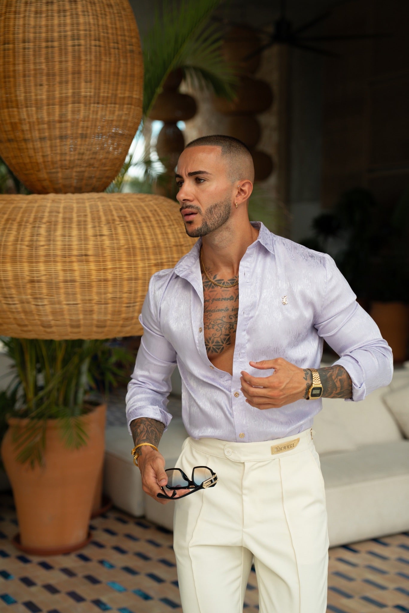 LONG SLEEVE JACQUARD SHIRT – LAVENDER