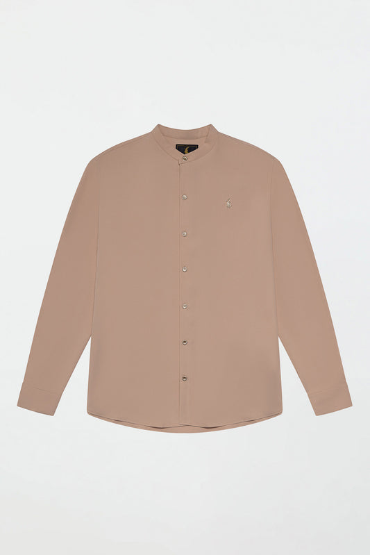 GRANDAD COLLAR SHIRT – BEIGE