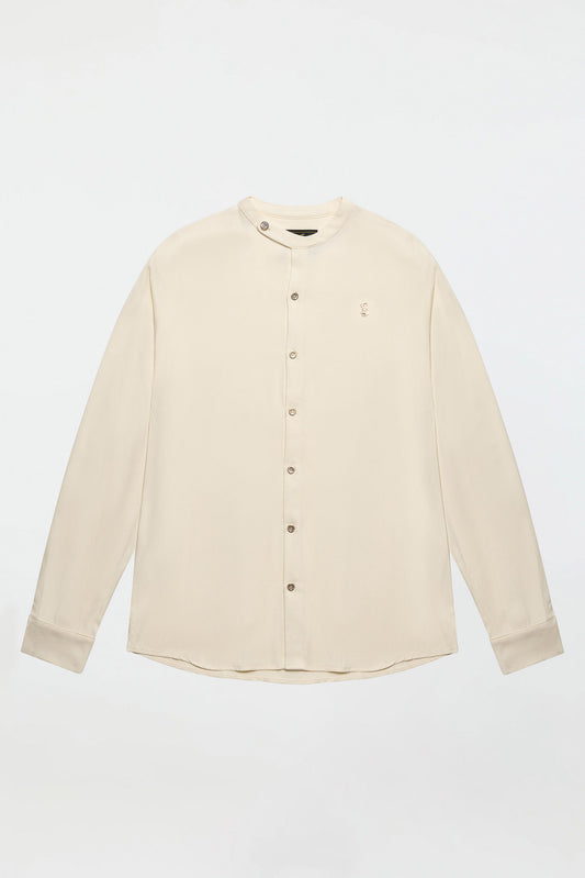SIDE BUTTON GRANDAD COLLAR SHIRT – ECRU