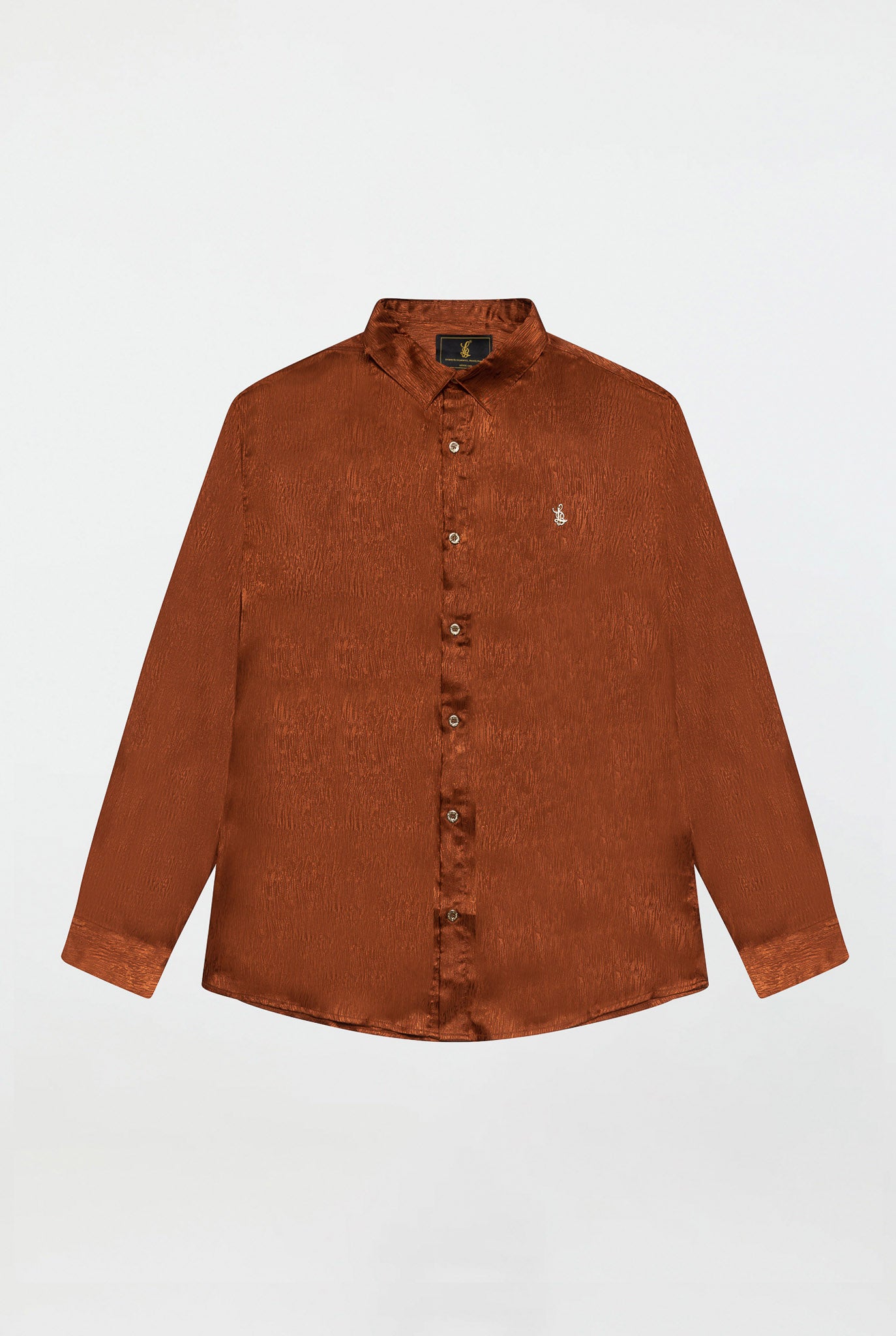 LONG SLEEVE JACQUARD SHIRT – BURNT SIENNA