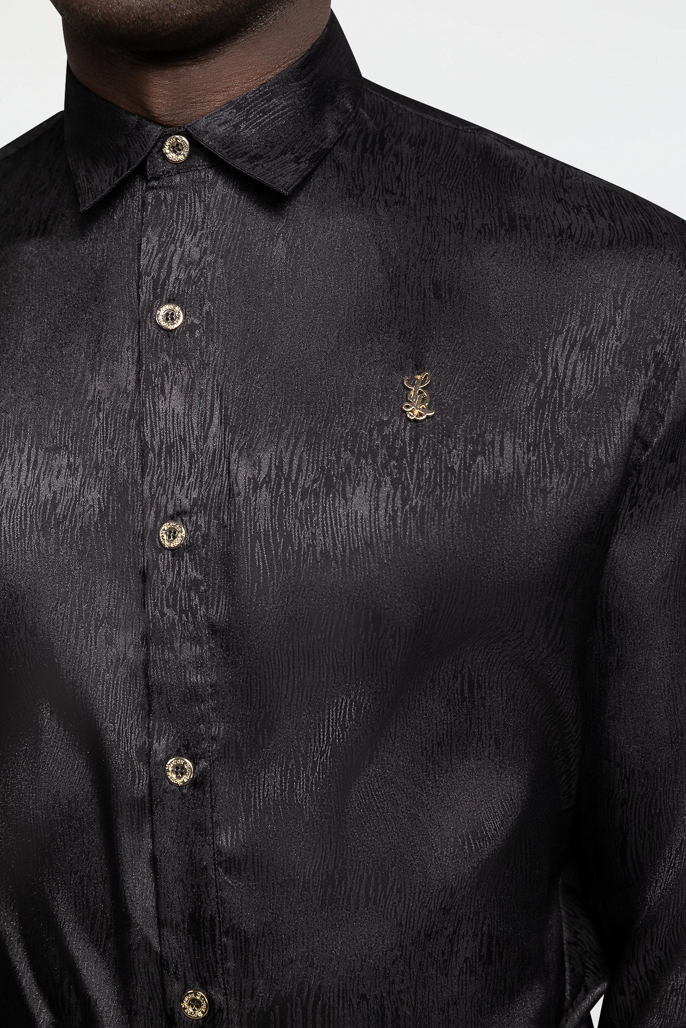 LONG SLEEVE JACQUARD SHIRT – BLACK