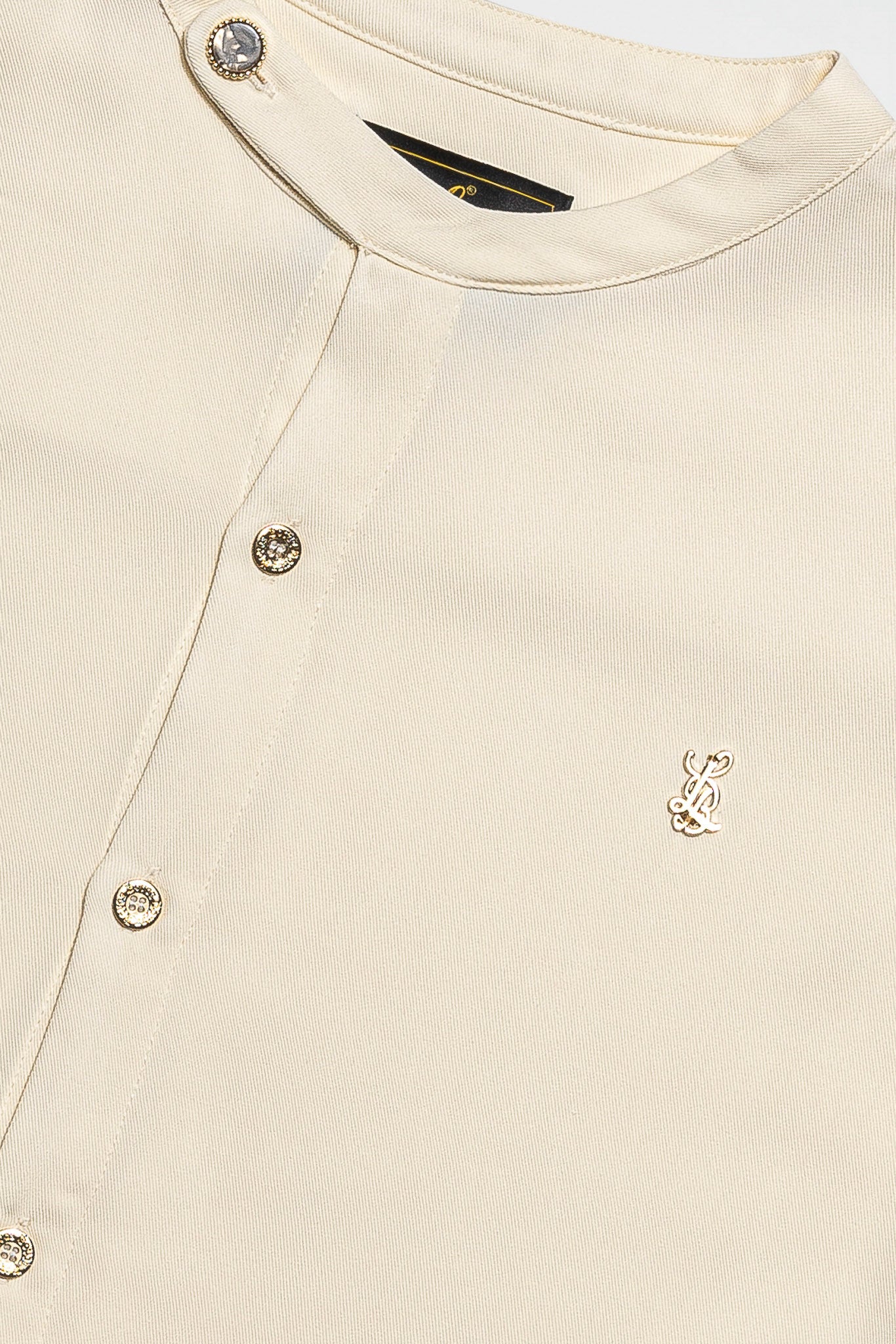 SIDE BUTTON GRANDAD COLLAR SHIRT – ECRU