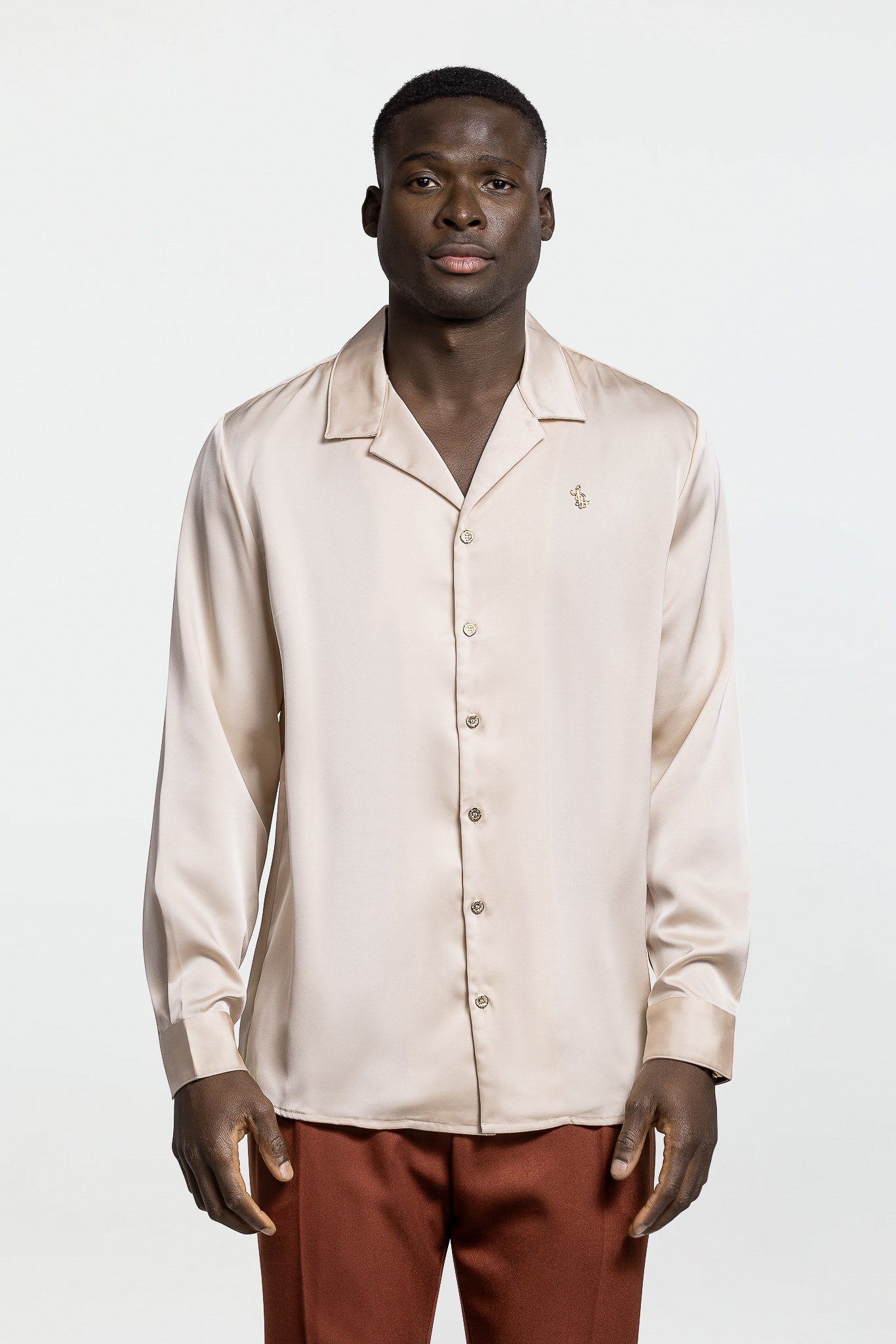 LONG SLEEVE SATIN SHIRT – CREAM