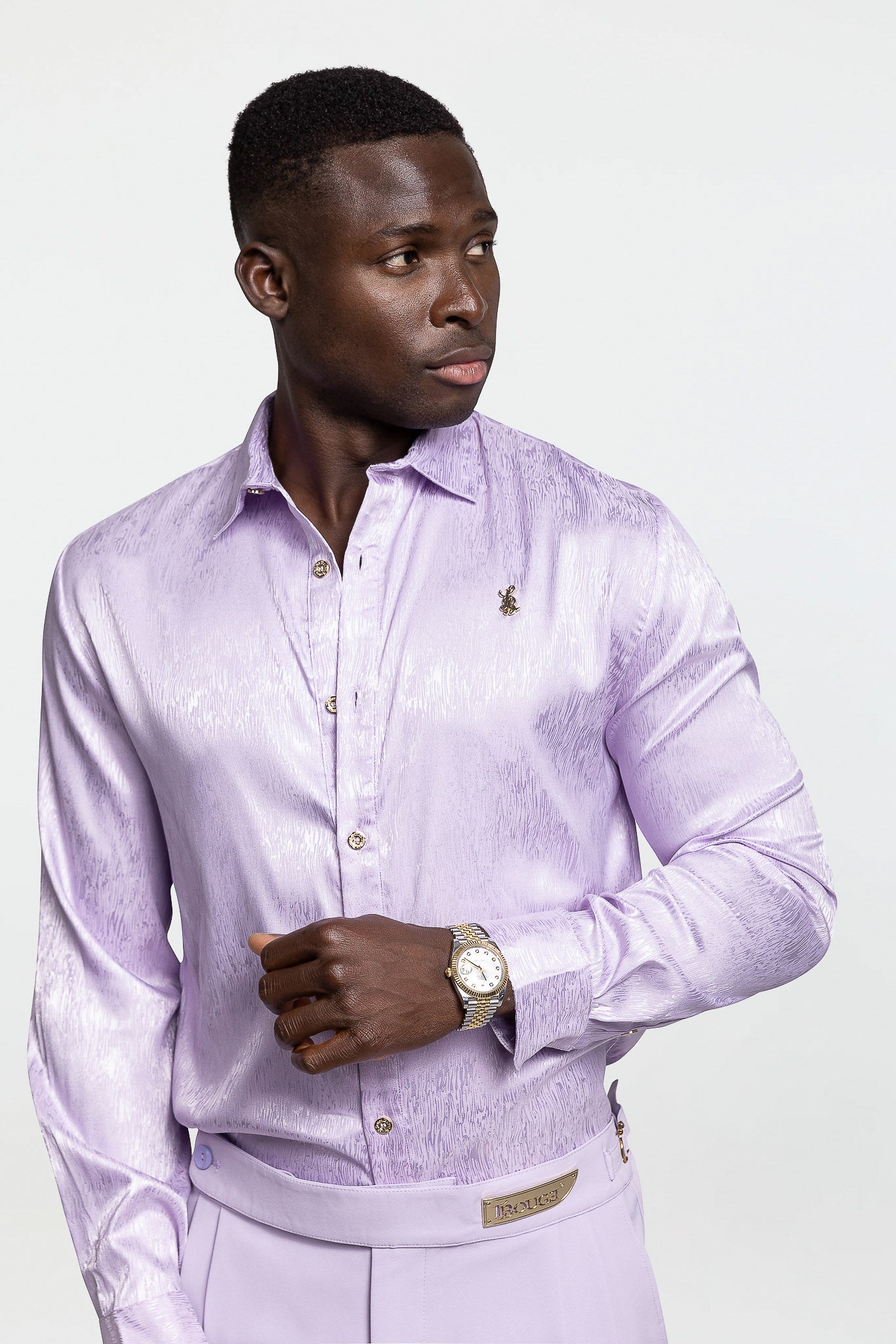 LONG SLEEVE JACQUARD SHIRT – LAVENDER