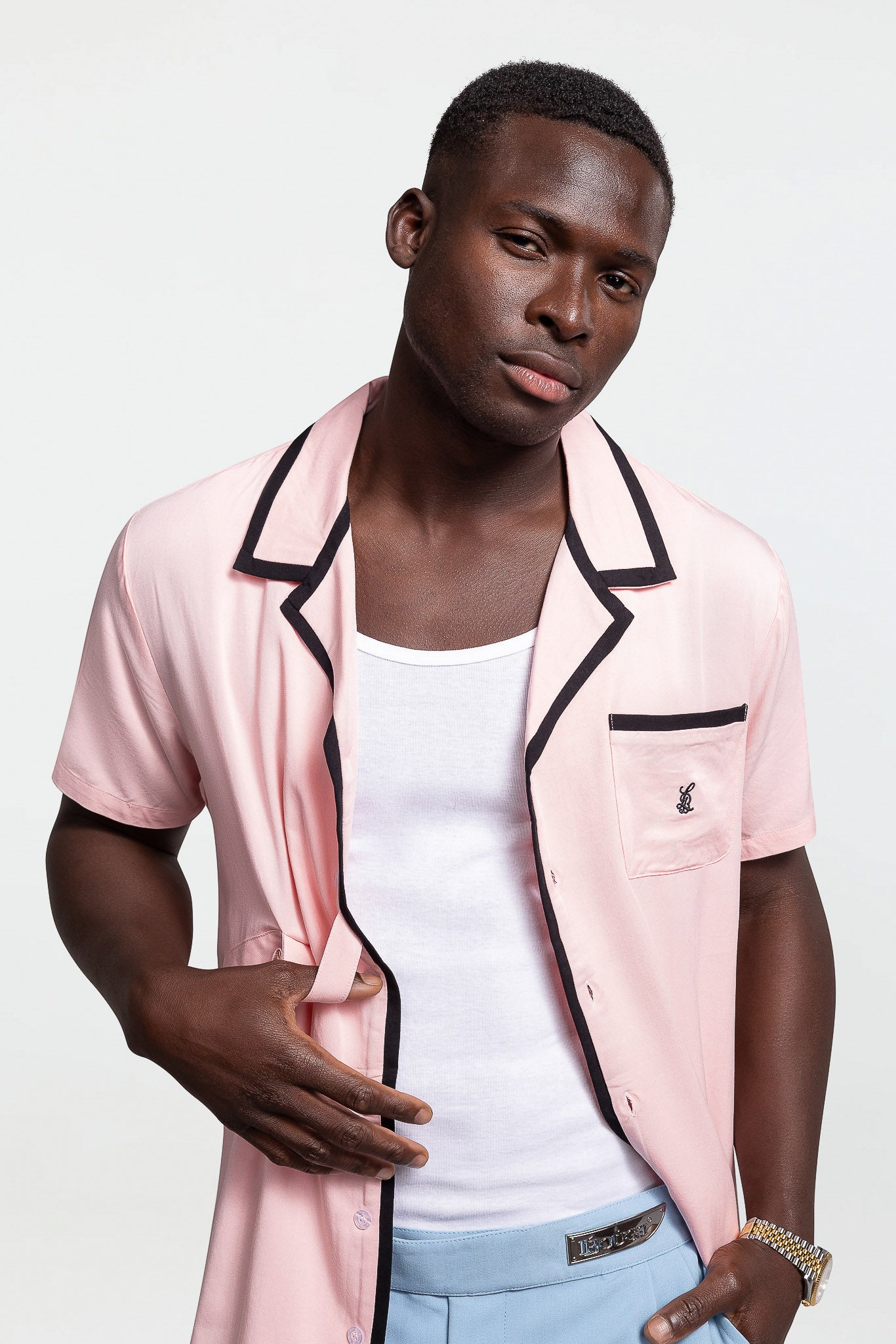 SIDE STRAP CONTRAST SHIRT – PINK